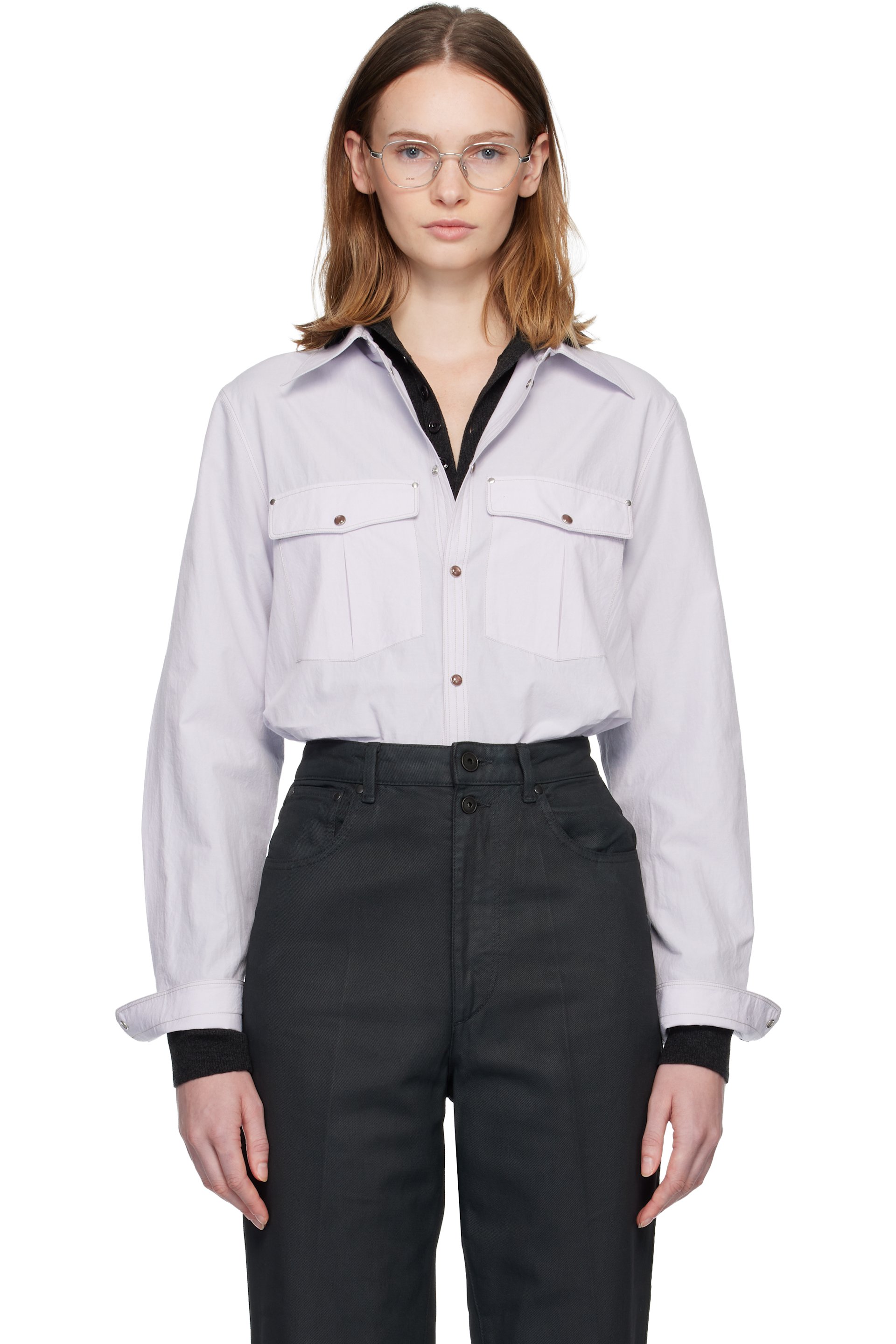 LEMAIRE - Chemise ajustée mauve à poches