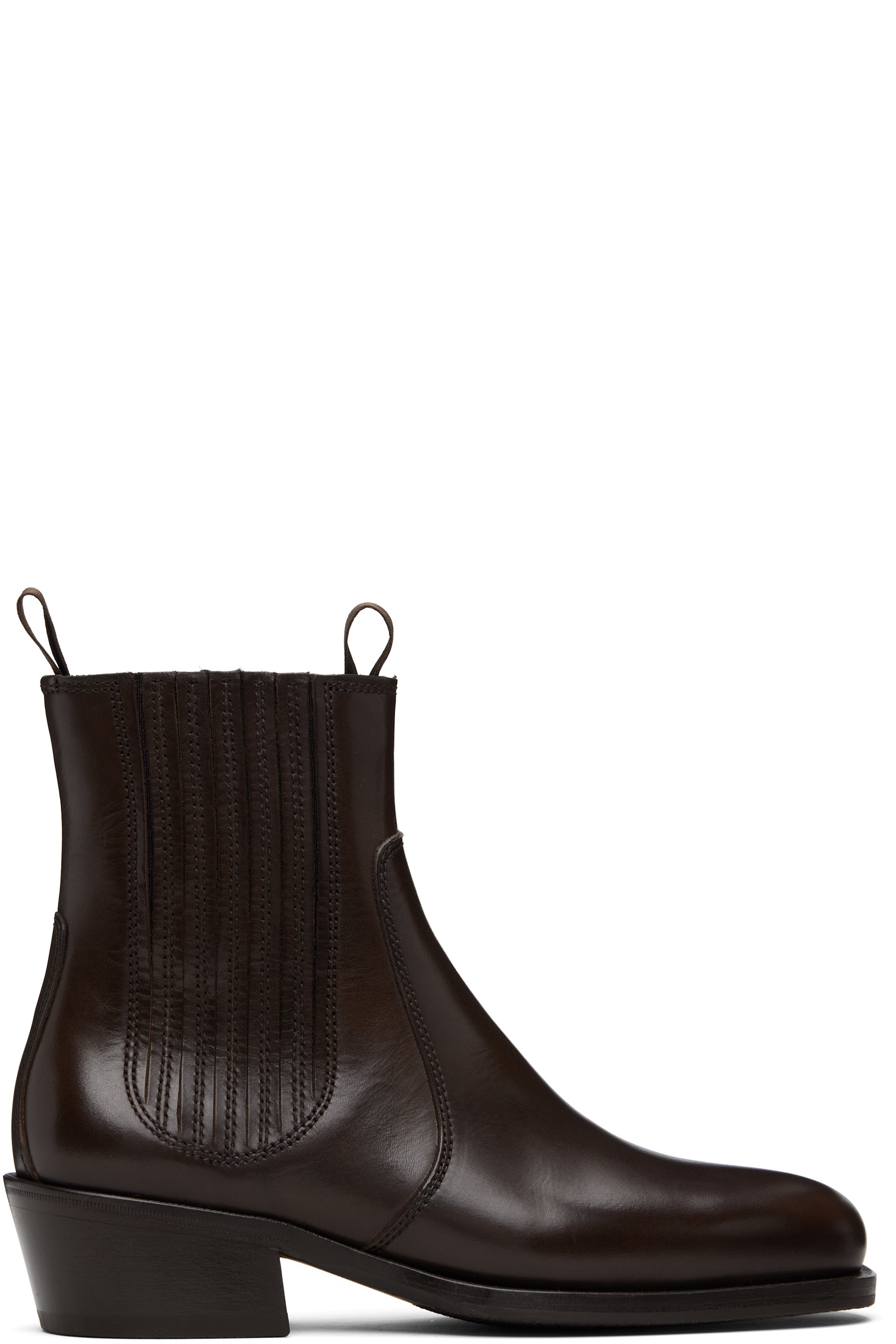 LEMAIRE - Bottes chelsea brunes en cuir tanné au végétal