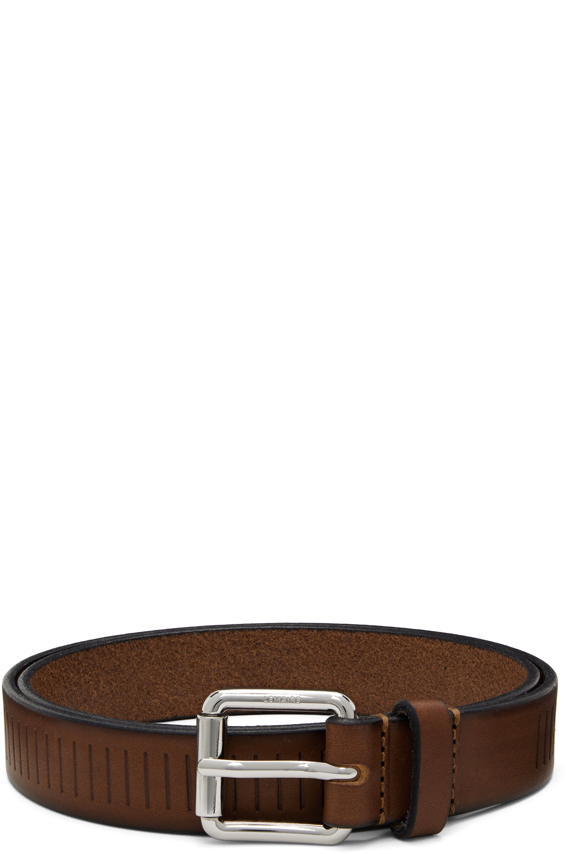 LEMAIRE - Ceinture brun clair à motif de style rail