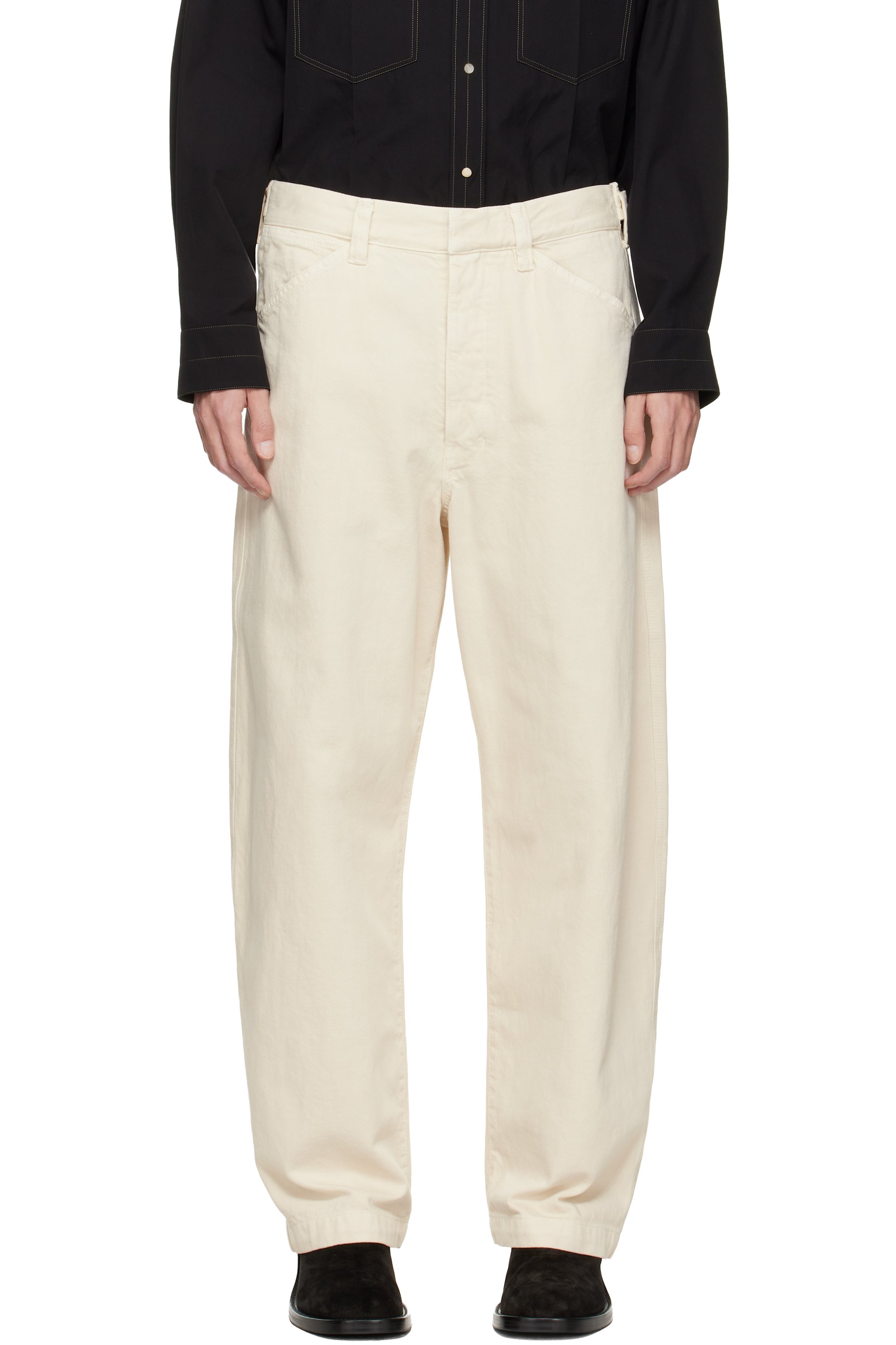 Off-White Maxi Workwear Jeans by LEMAIRE on Sale