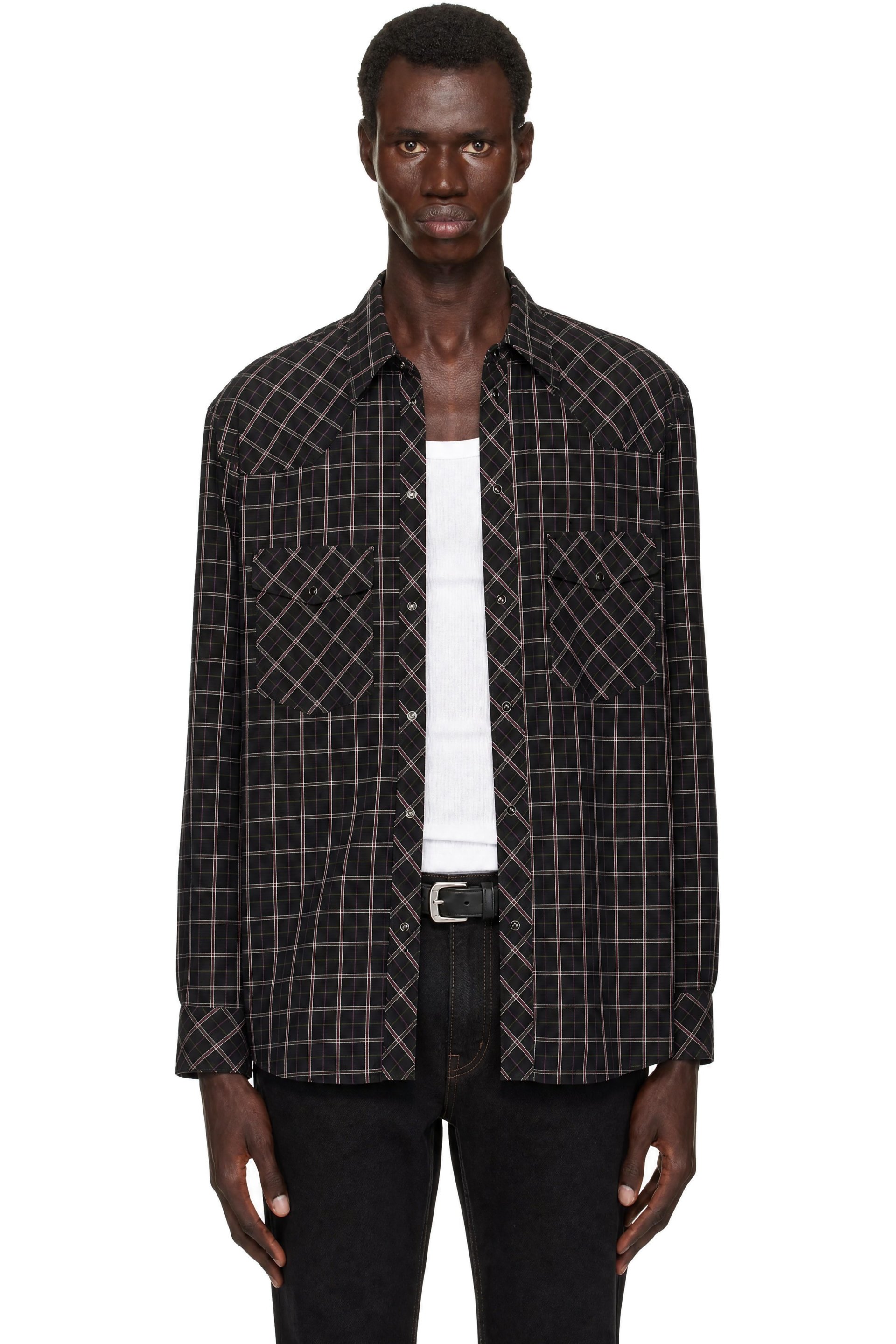 LEMAIRE - Black & Purple Western Check Shirt