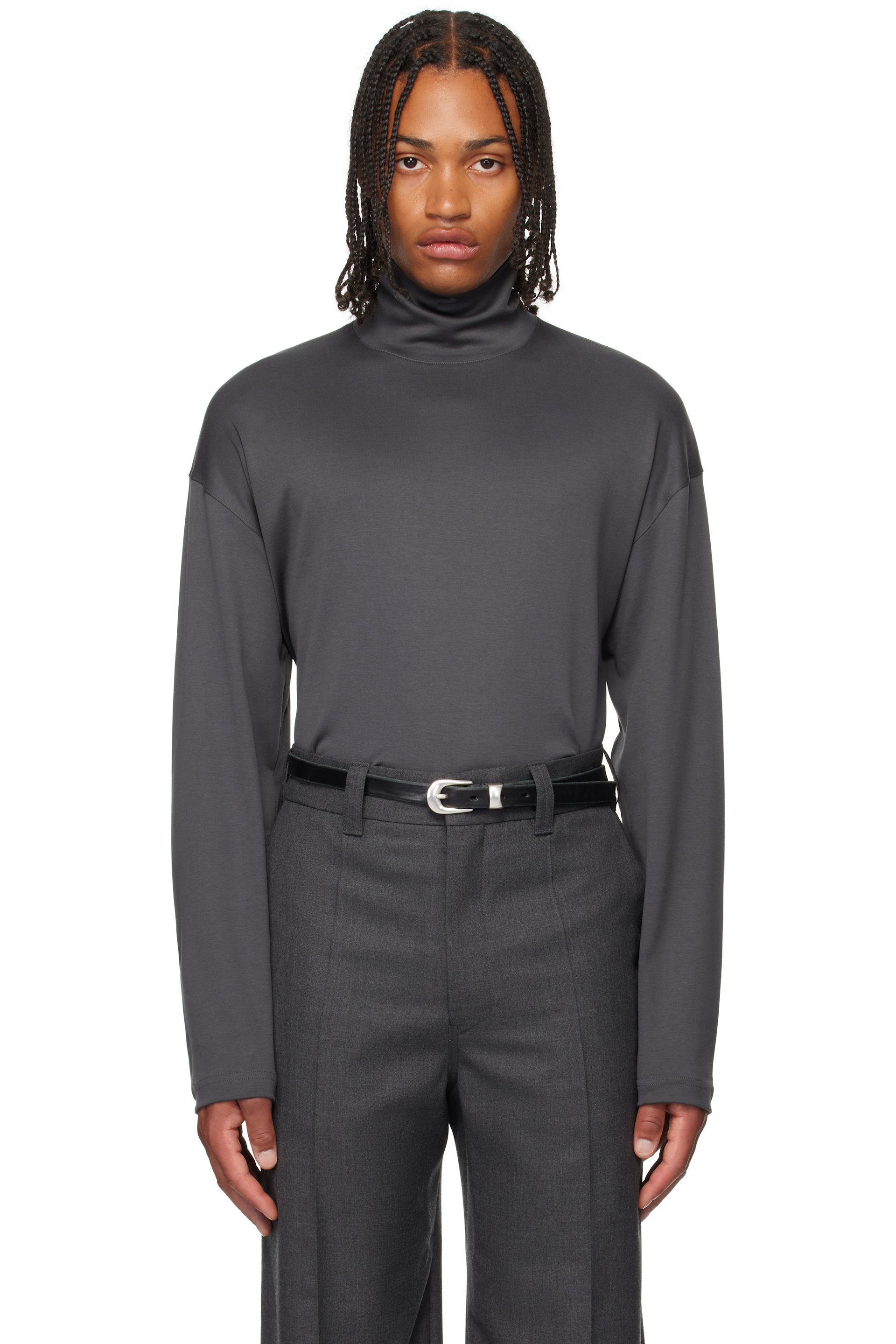 LEMAIRE - 灰色 Relaxed Mock Neck T 恤