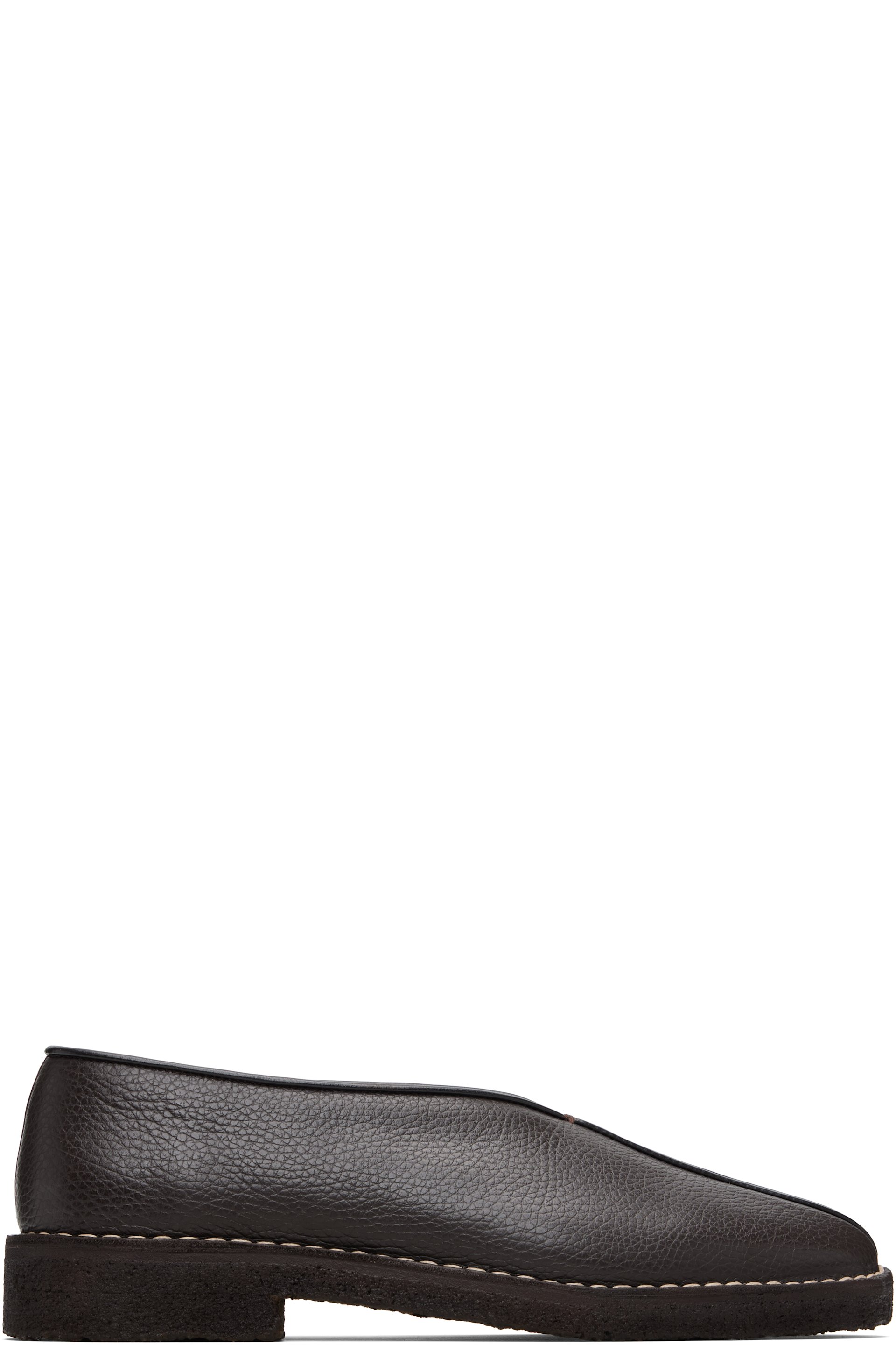 LEMAIRE - Brown Piped Crepe Slipper Loafers