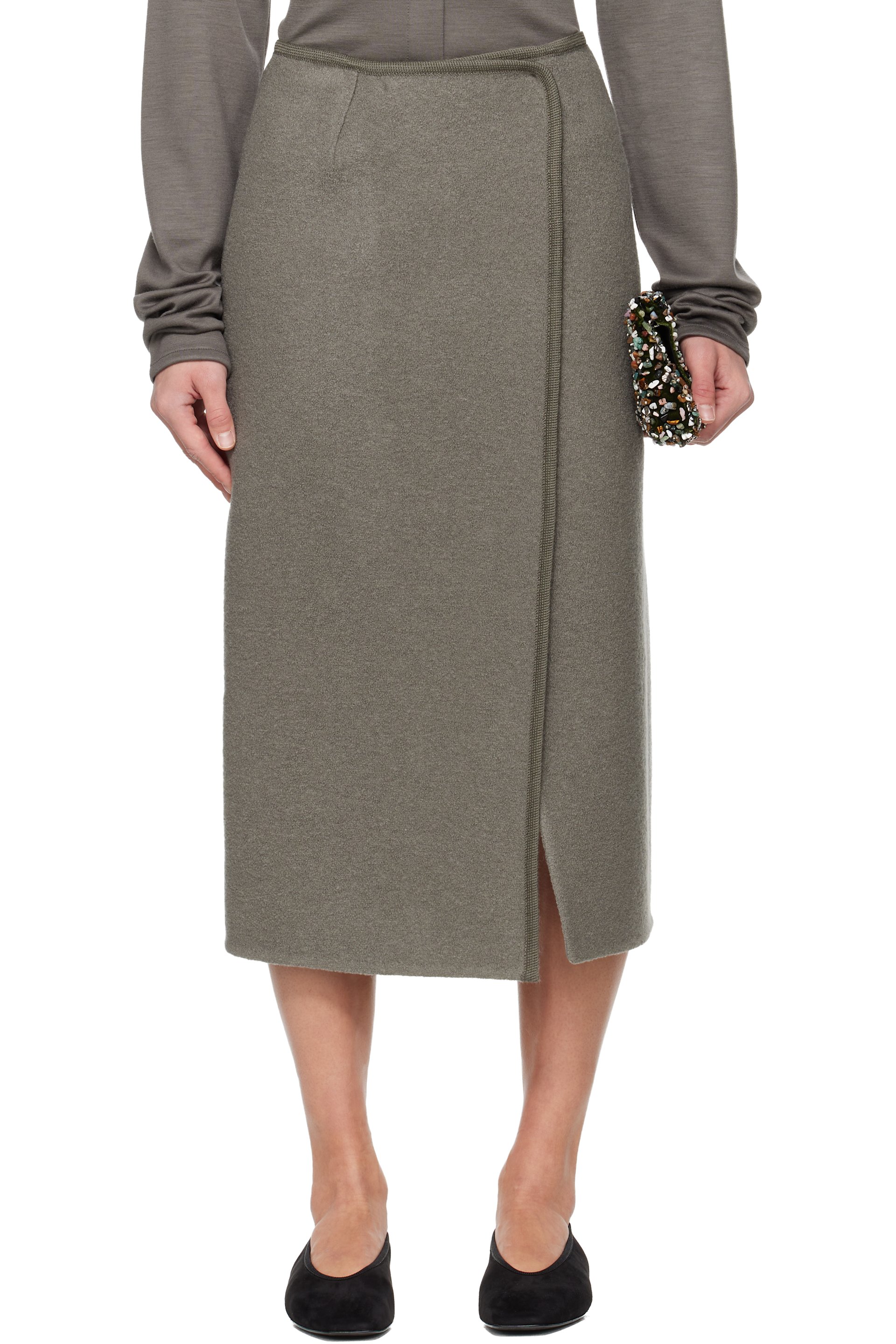 Rier - Gray Walker Midi Skirt