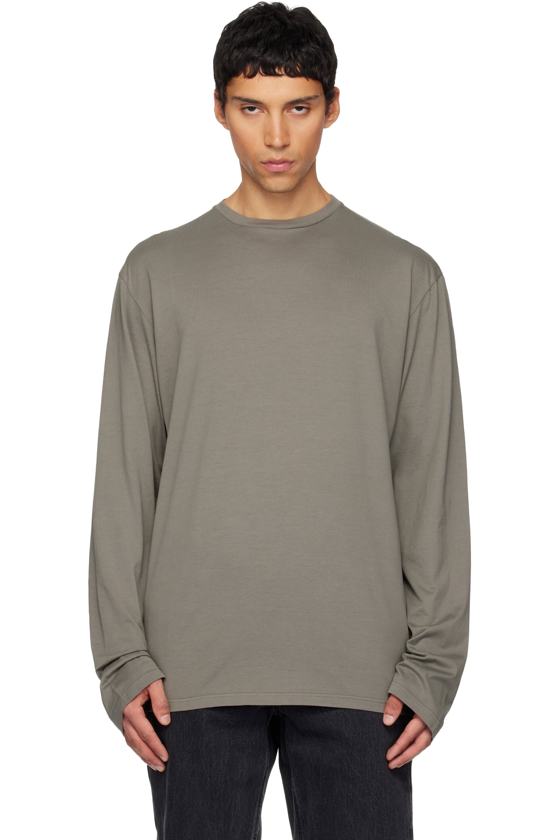 Rier - Gray Roundneck Jersey Cotton T-shirt