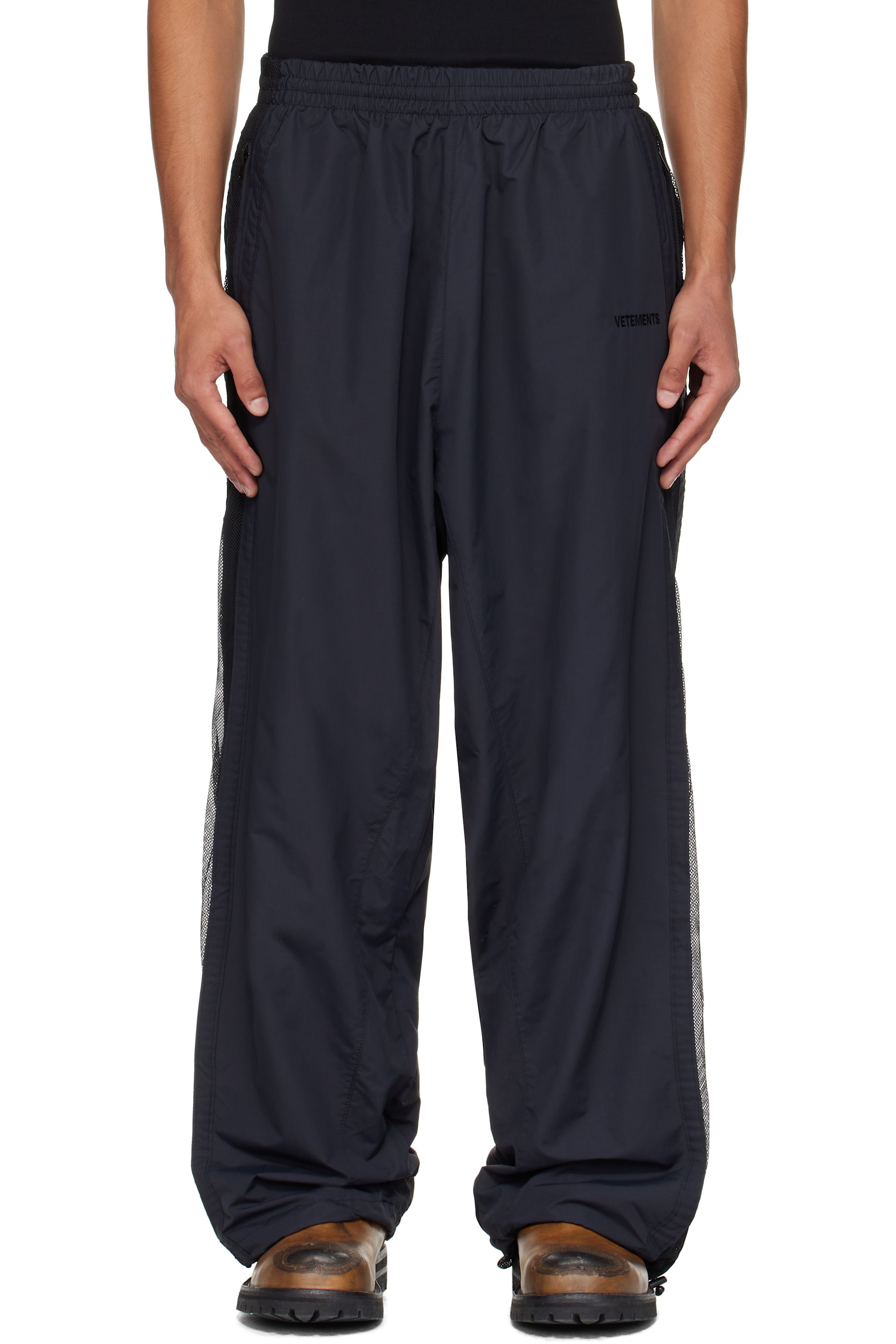 VETEMENTS - Black Mesh Panel Track Pants