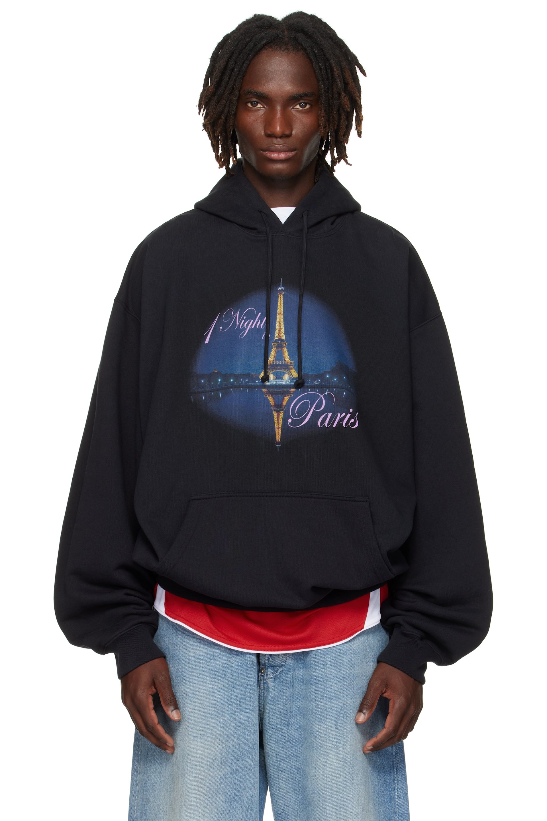 VETEMENTS - Black 'Night In Paris' Oversized Hoodie