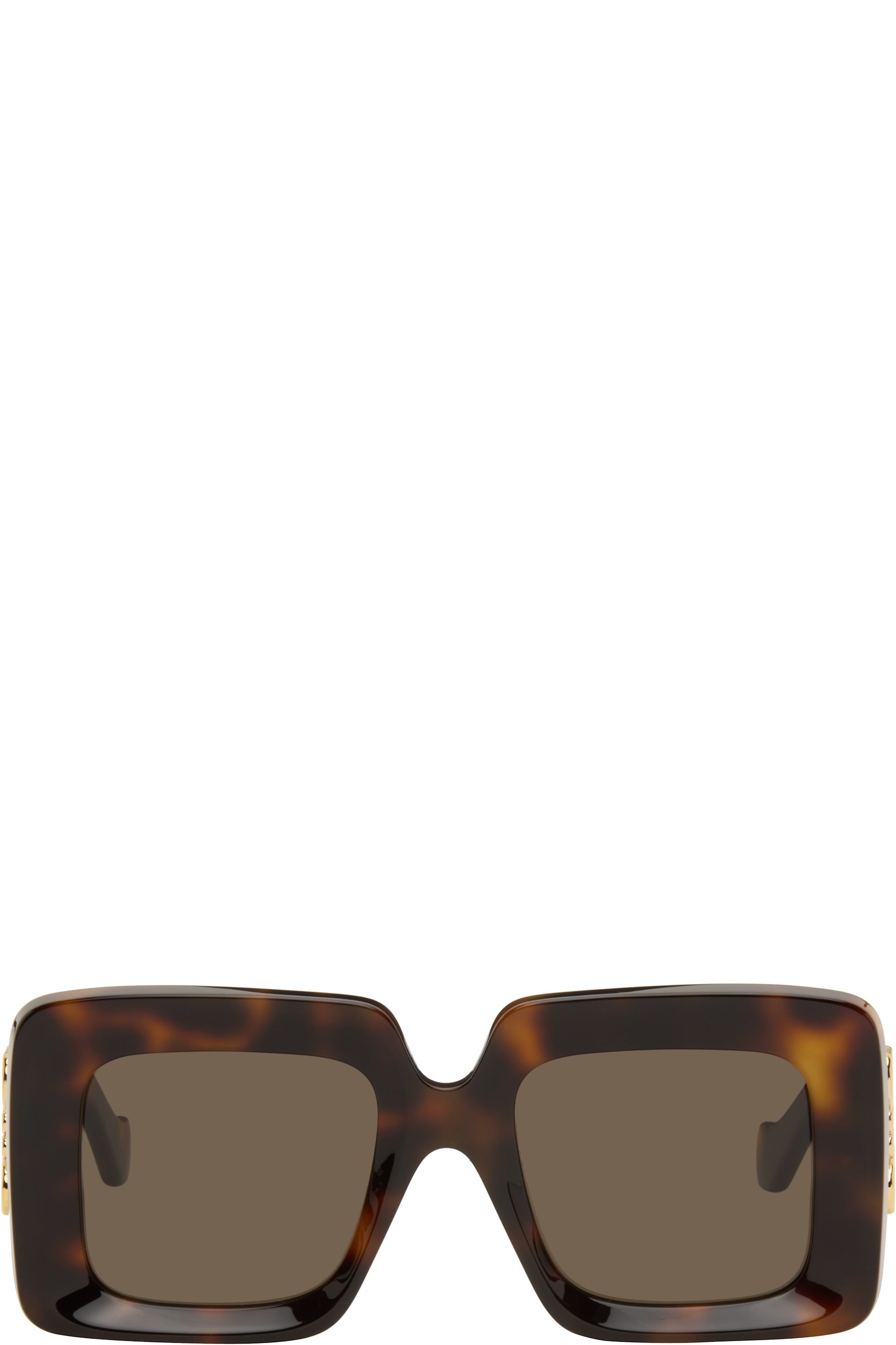 LOEWE - Brown Beveled Square Maxi Anagram Sunglasses