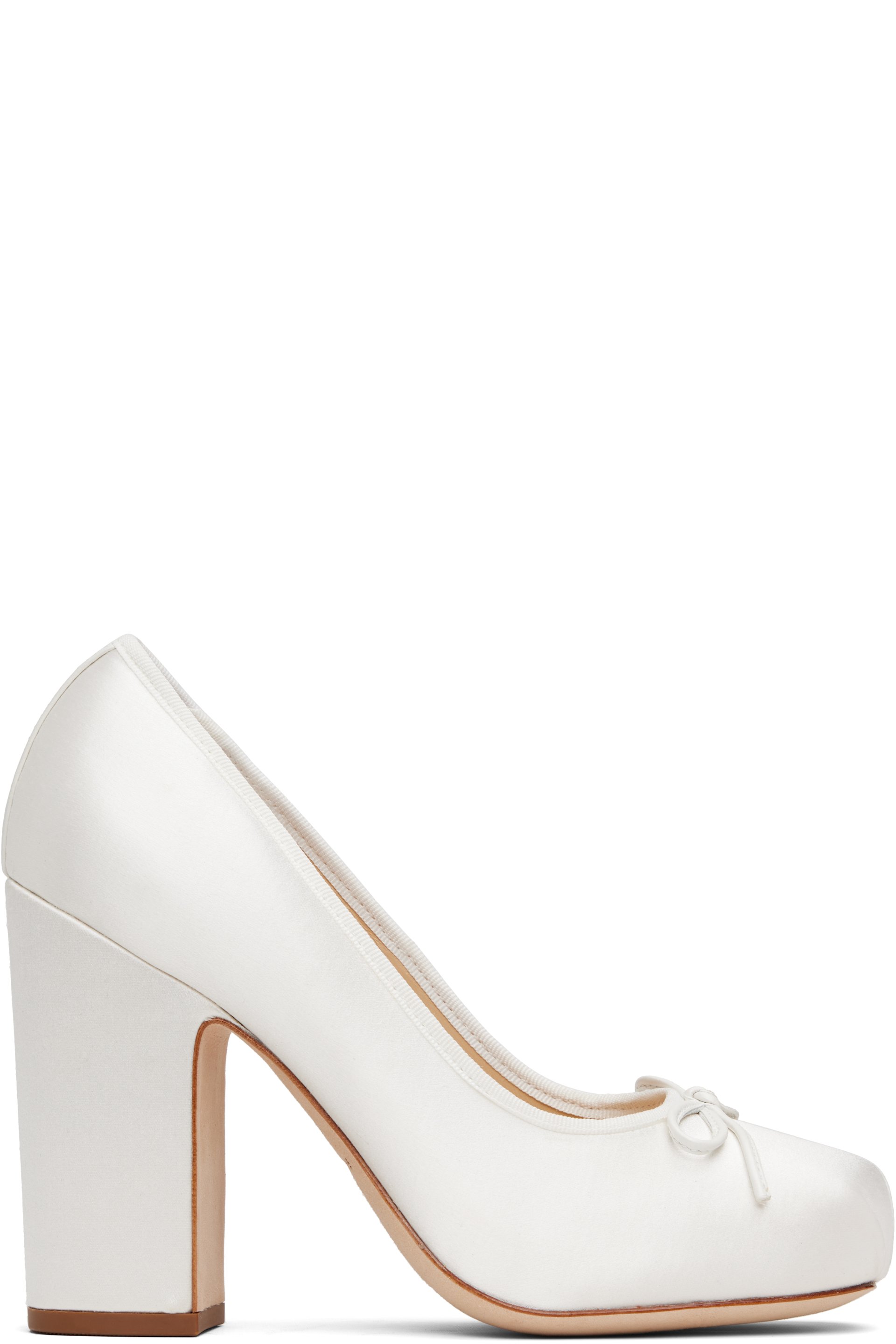 Sandy Liang - White Pointe 100 Satin Heels
