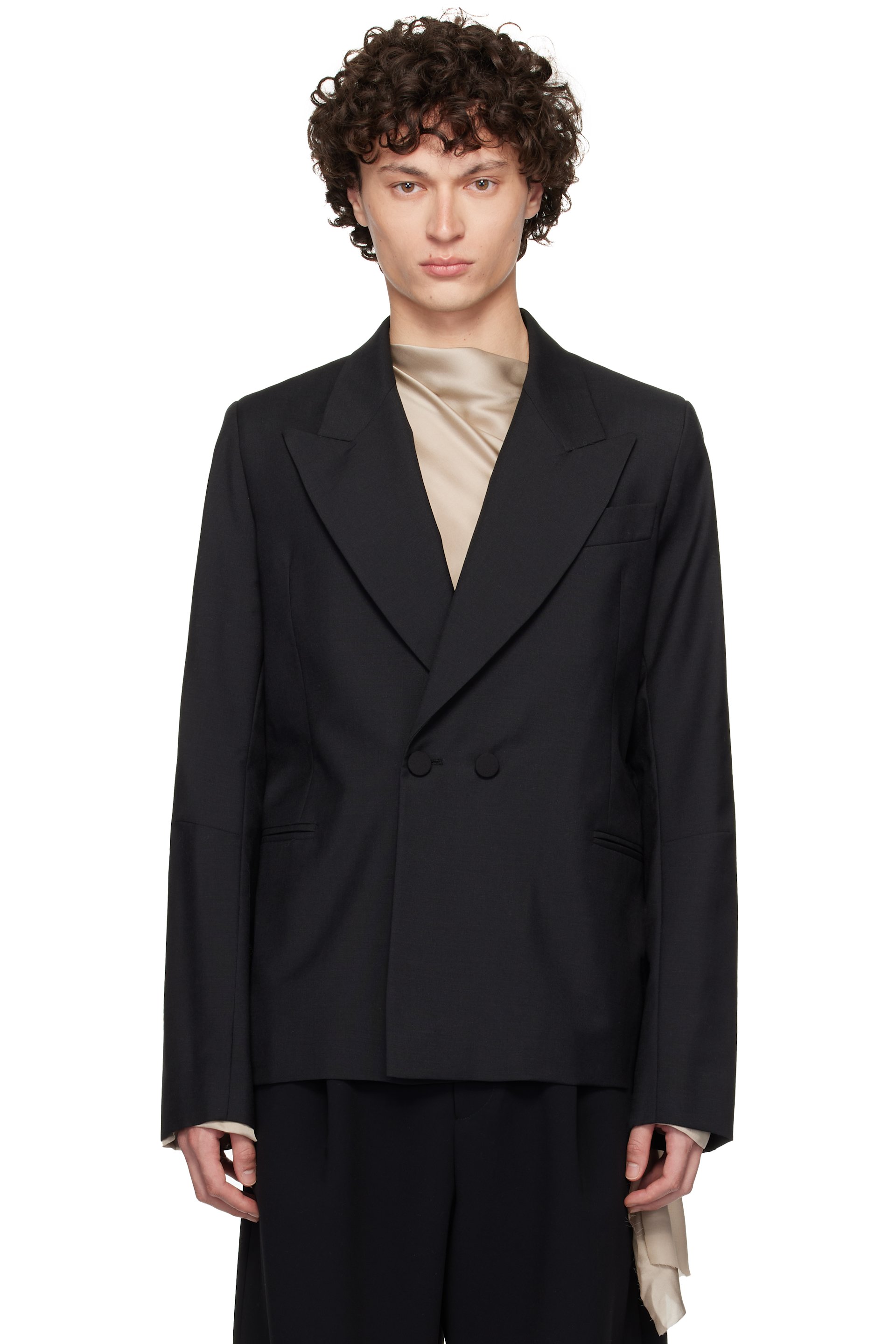 AARON ESH - Black D Breasted Wool Blazer