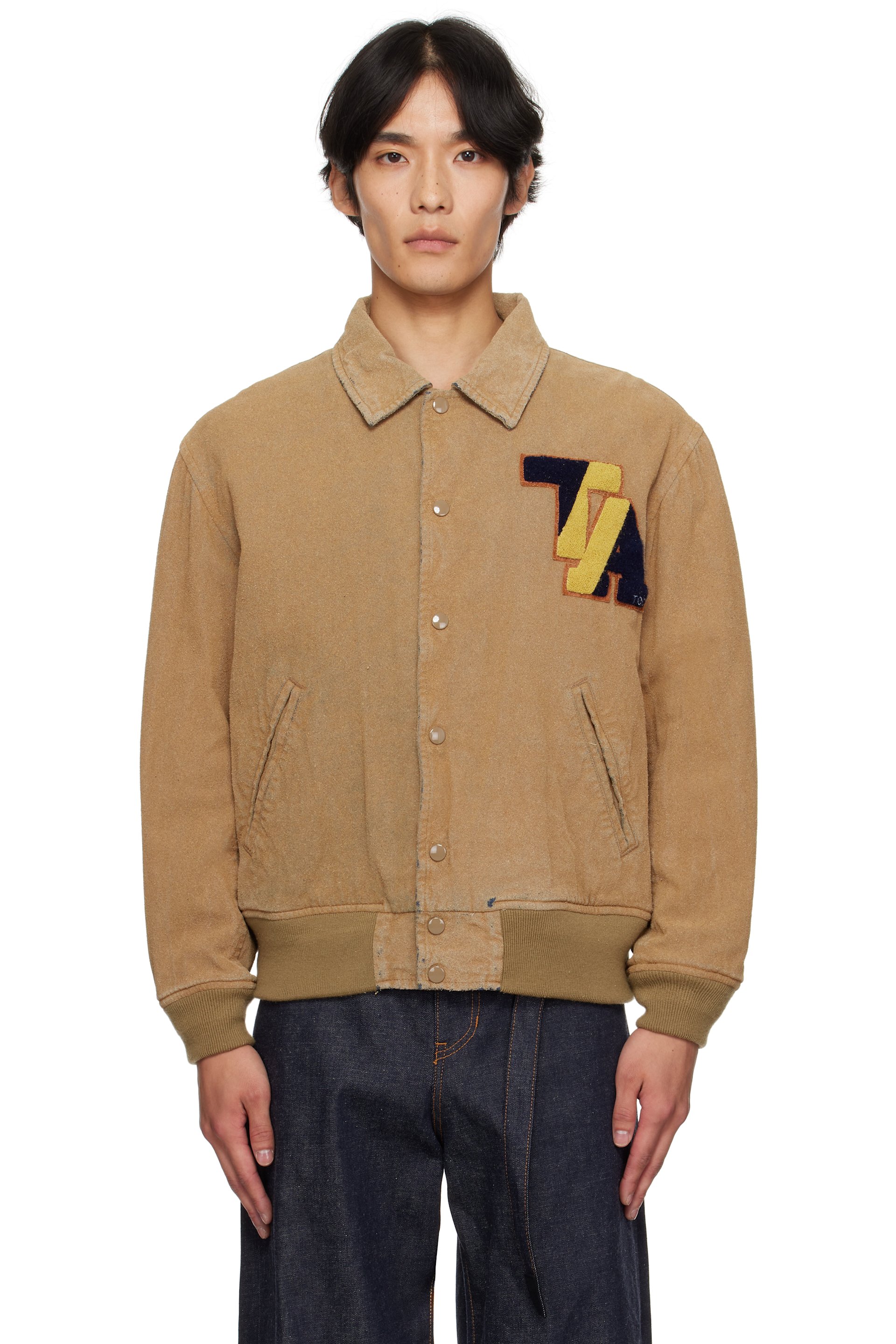 Toga Virilis - Beige Flocked Denim Jacket