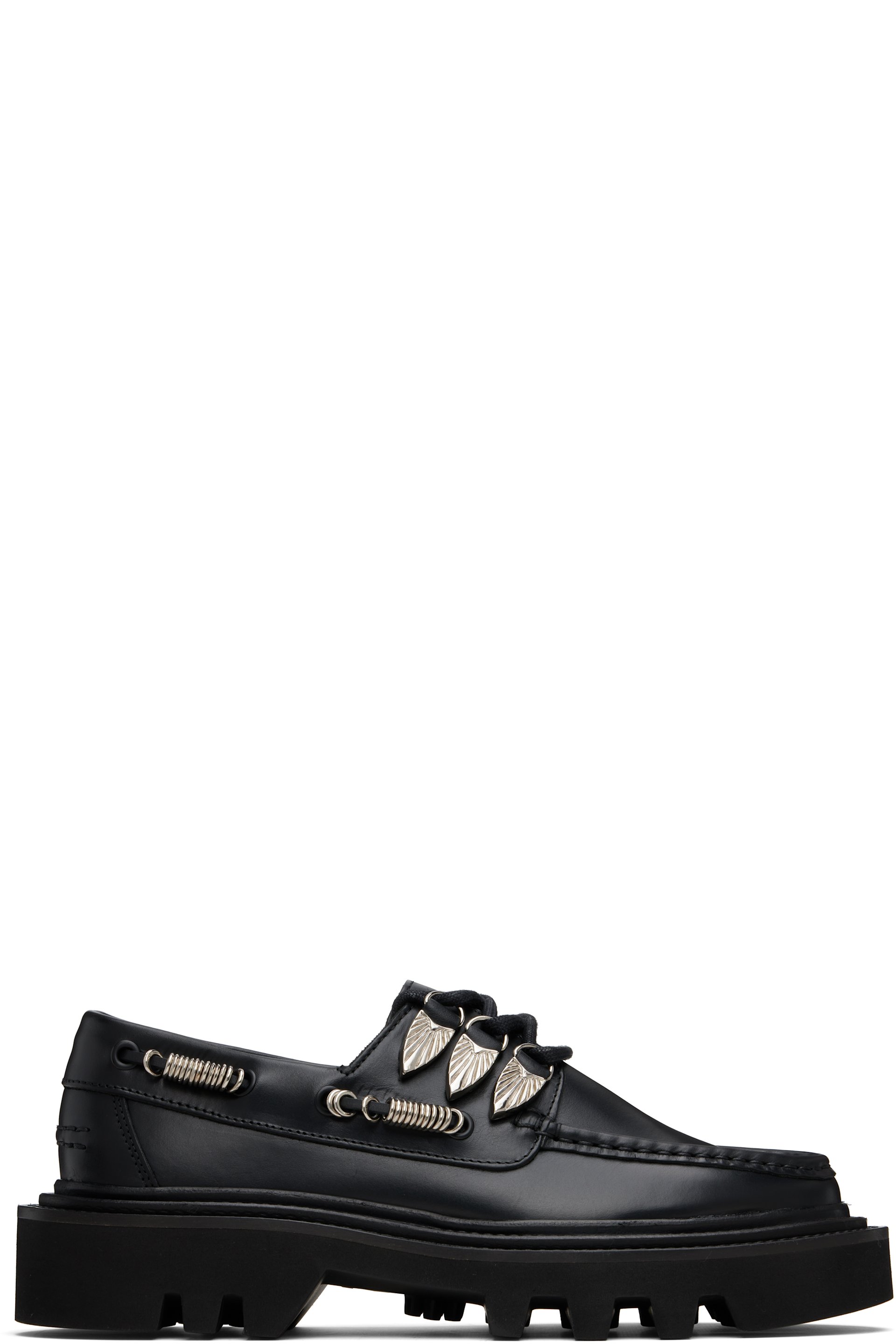 Toga Virilis - Black Hard Leather Boat Shoes