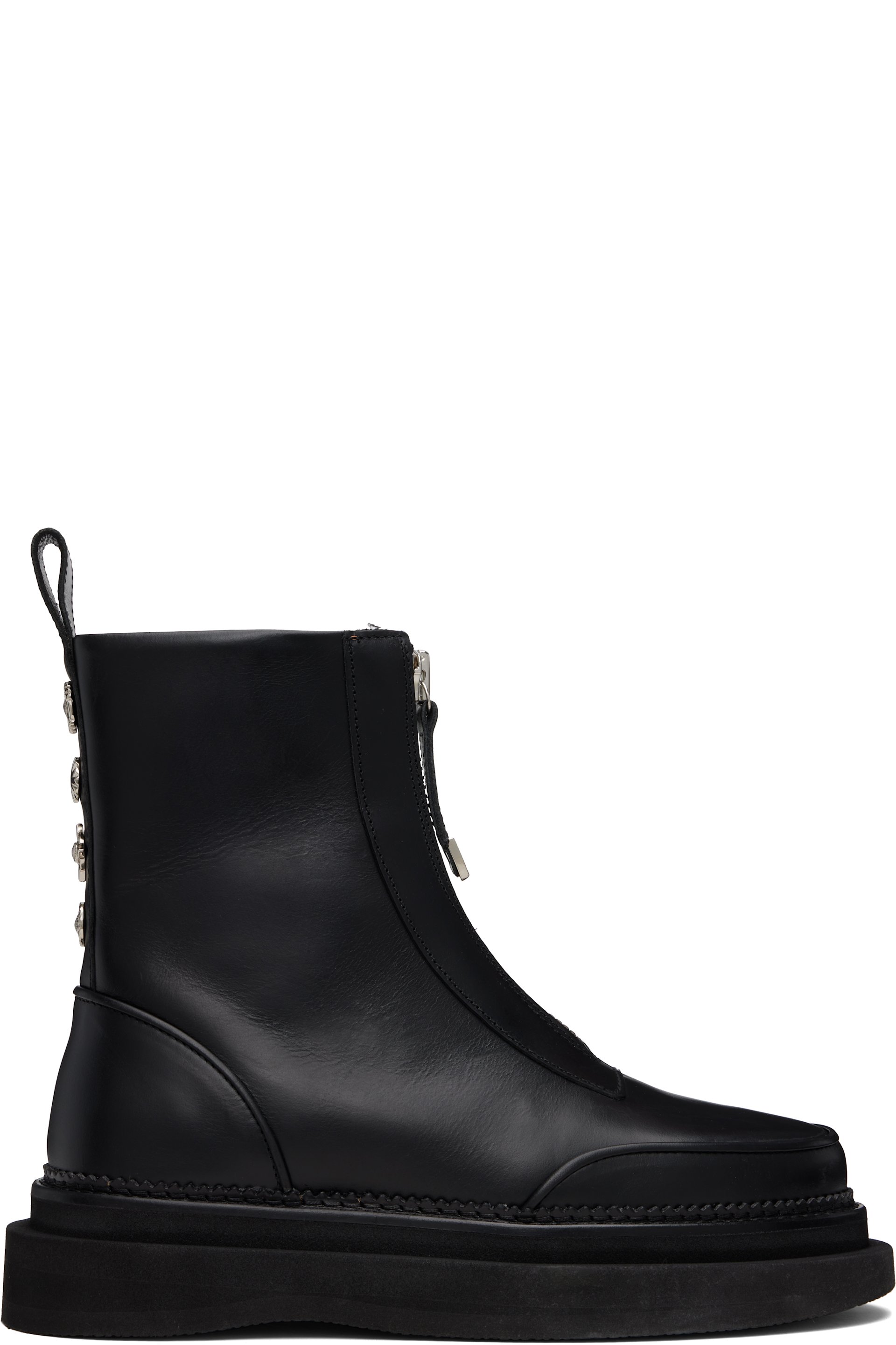Black Leather AJ1430 Zip-Up Boots by Toga Virilis on Sale