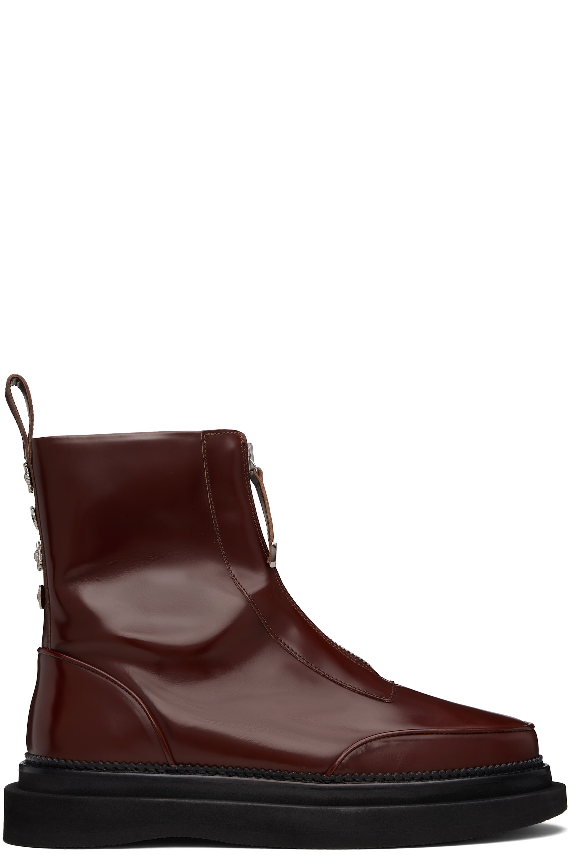 Toga Virilis - Brown Leather AJ1430 Zip-Up Boots
