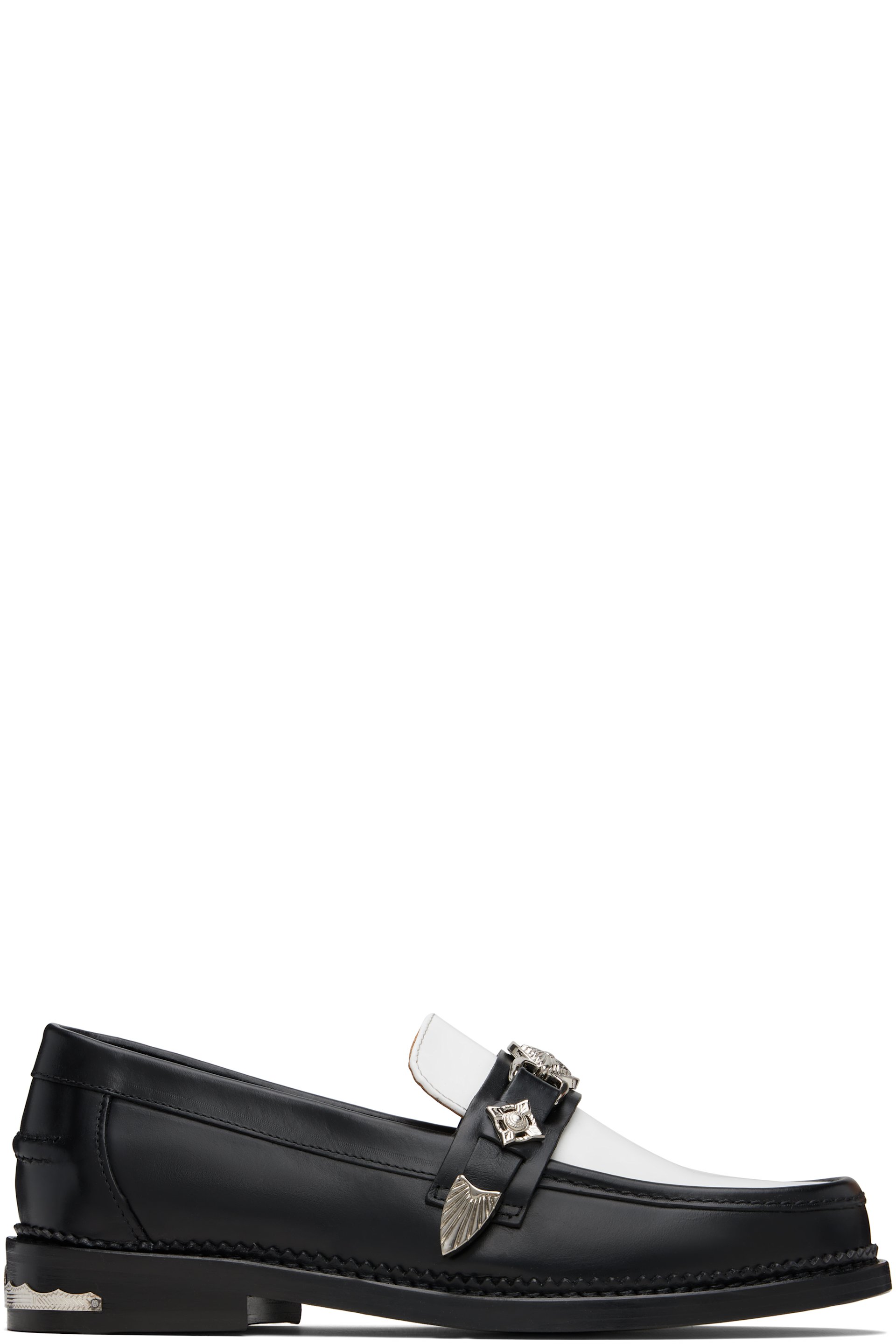 Toga Virilis - SSENSE Exclusive Black & White Metal Loafers