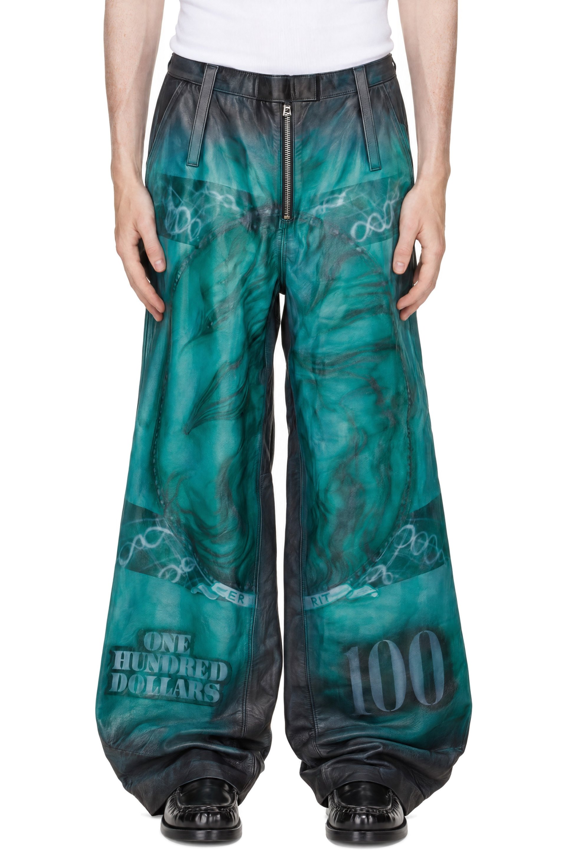 Gerrit Jacob - SSENSE Exclusive Green '100$' Leather Trousers