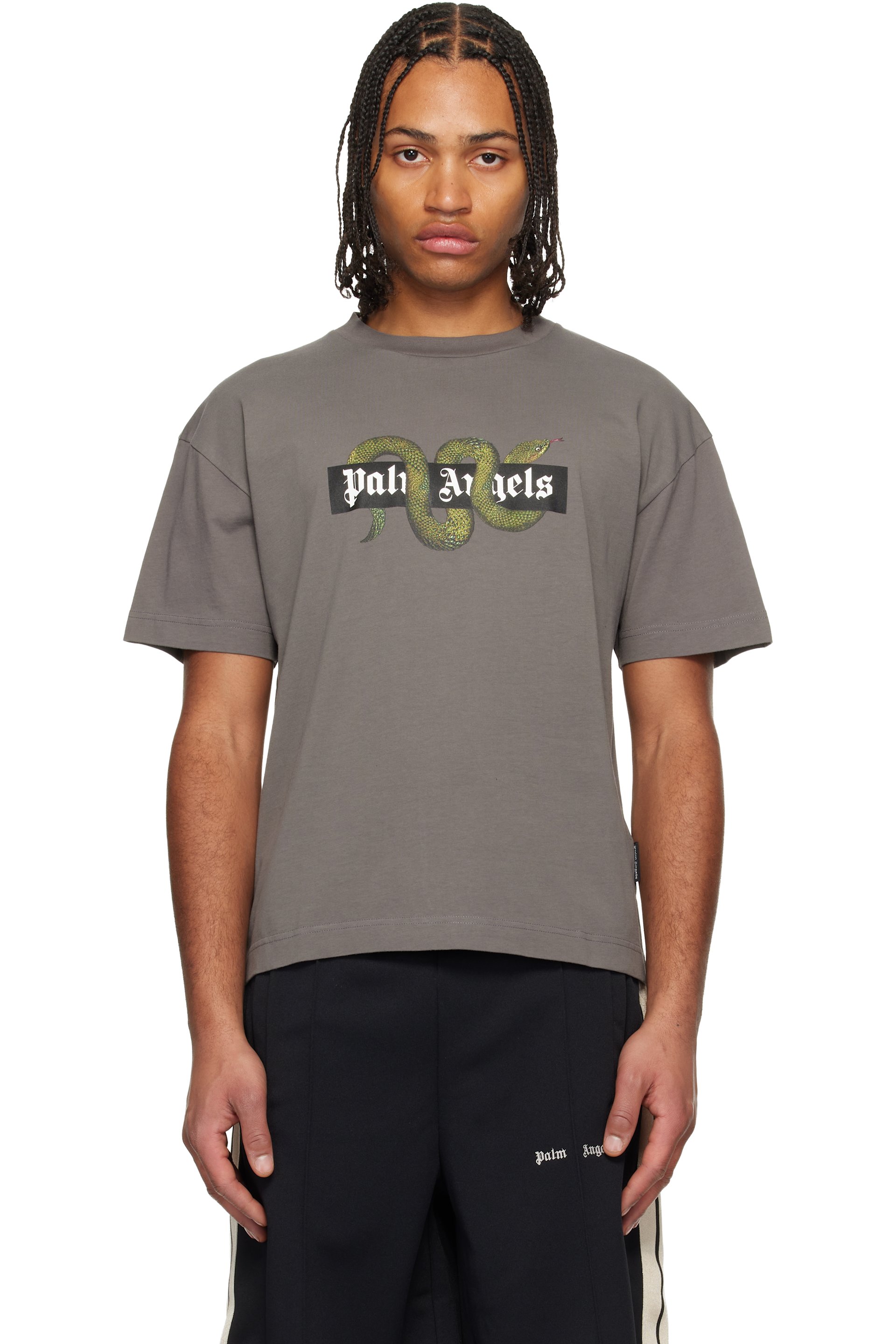 Palm Angels - Gray Snake Box Logo Regular T-shirt