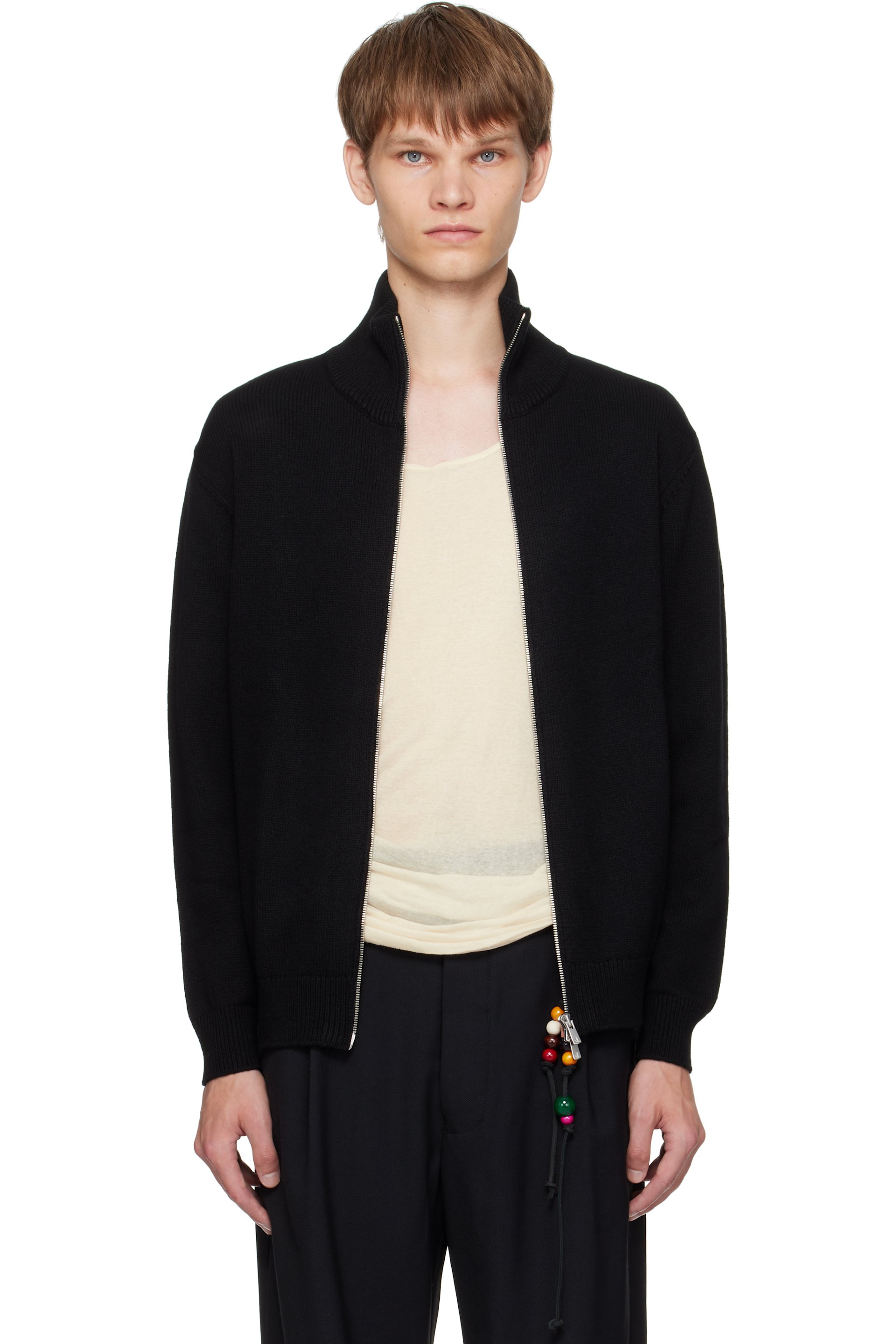 Song for the Mute - Black Zip Up Funnel Cardigan