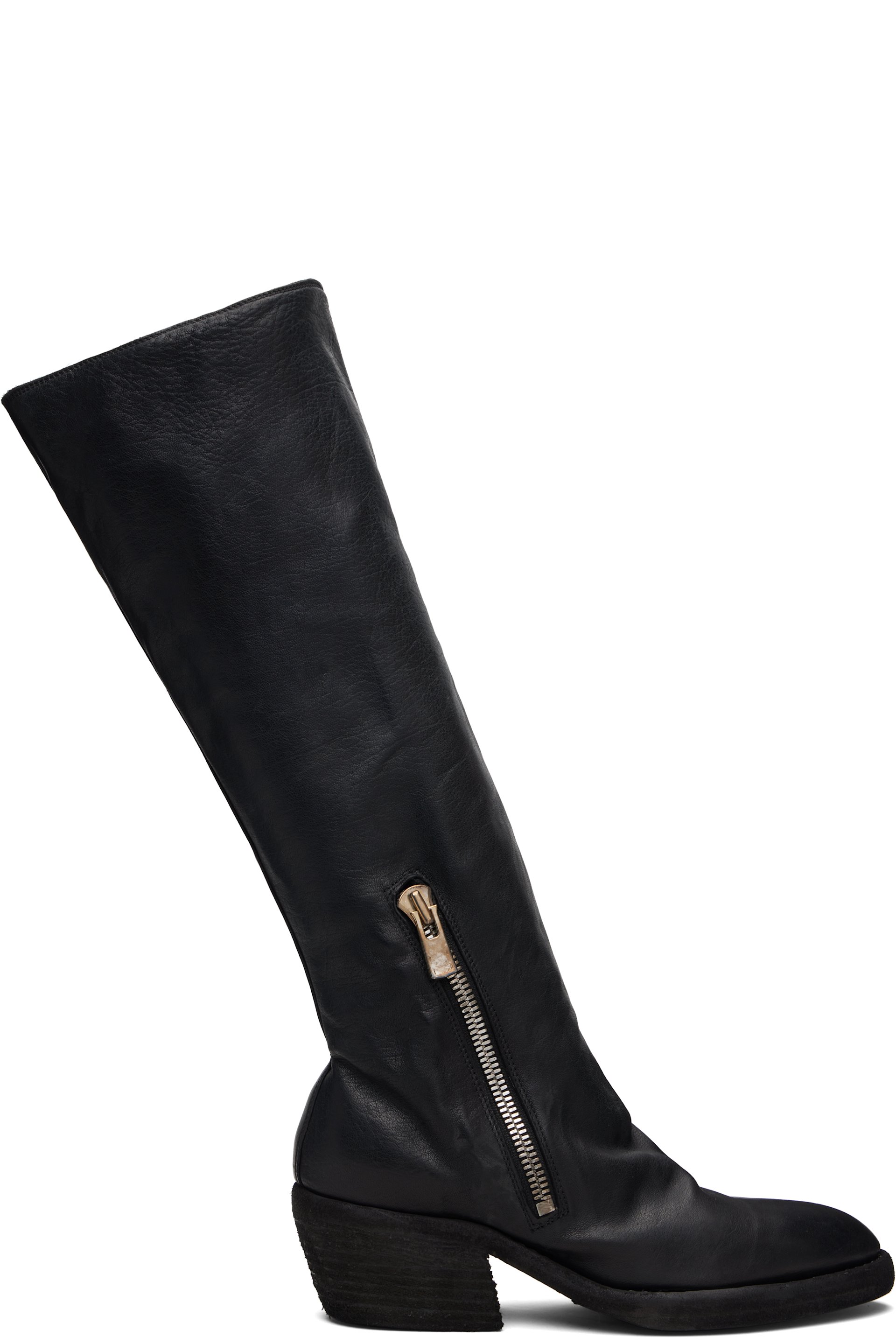Guidi - Black Soft Horse Black Side Zip Hi Boots
