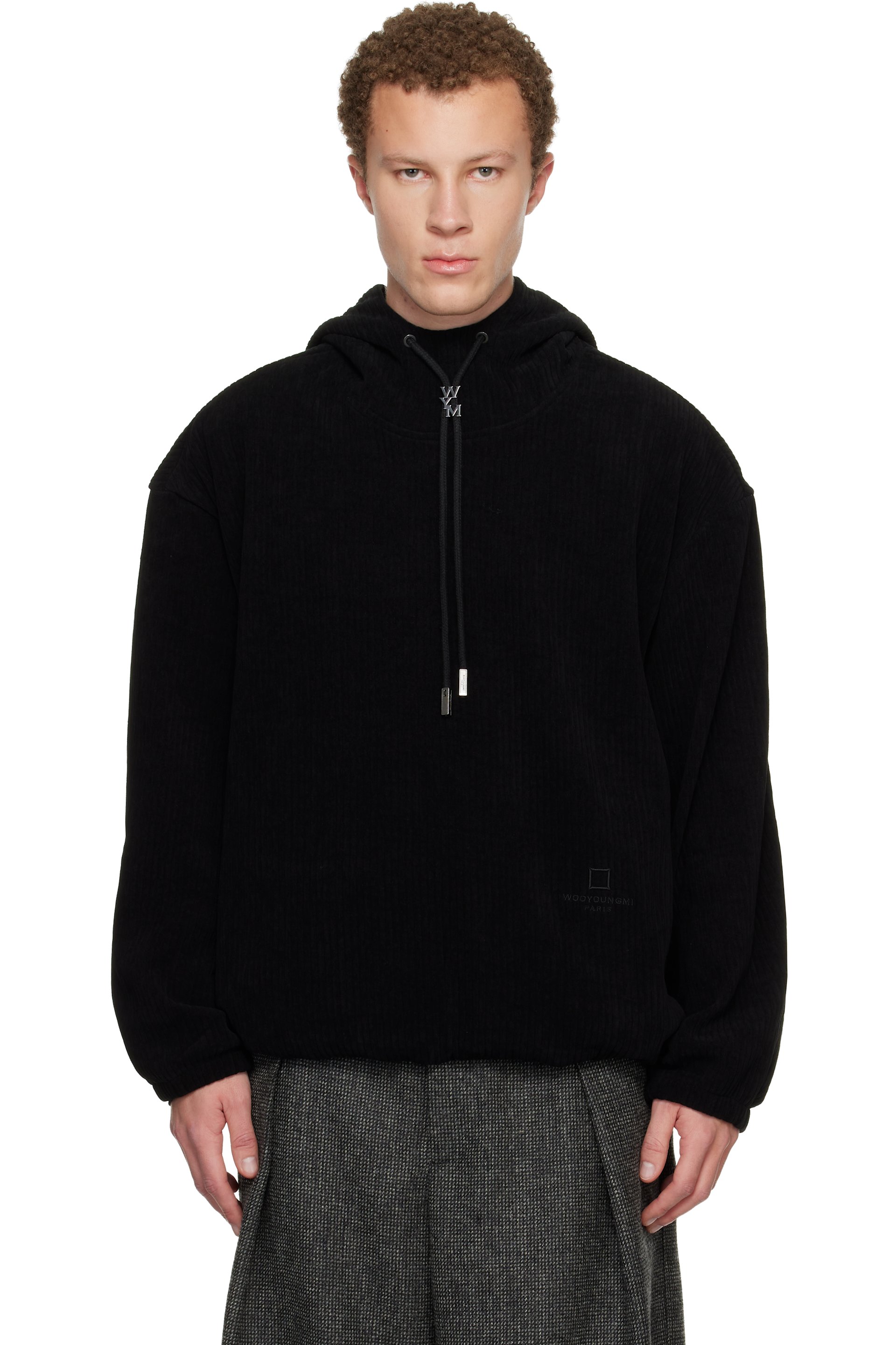 WOOYOUNGMI - Black Ribbed Hoodie