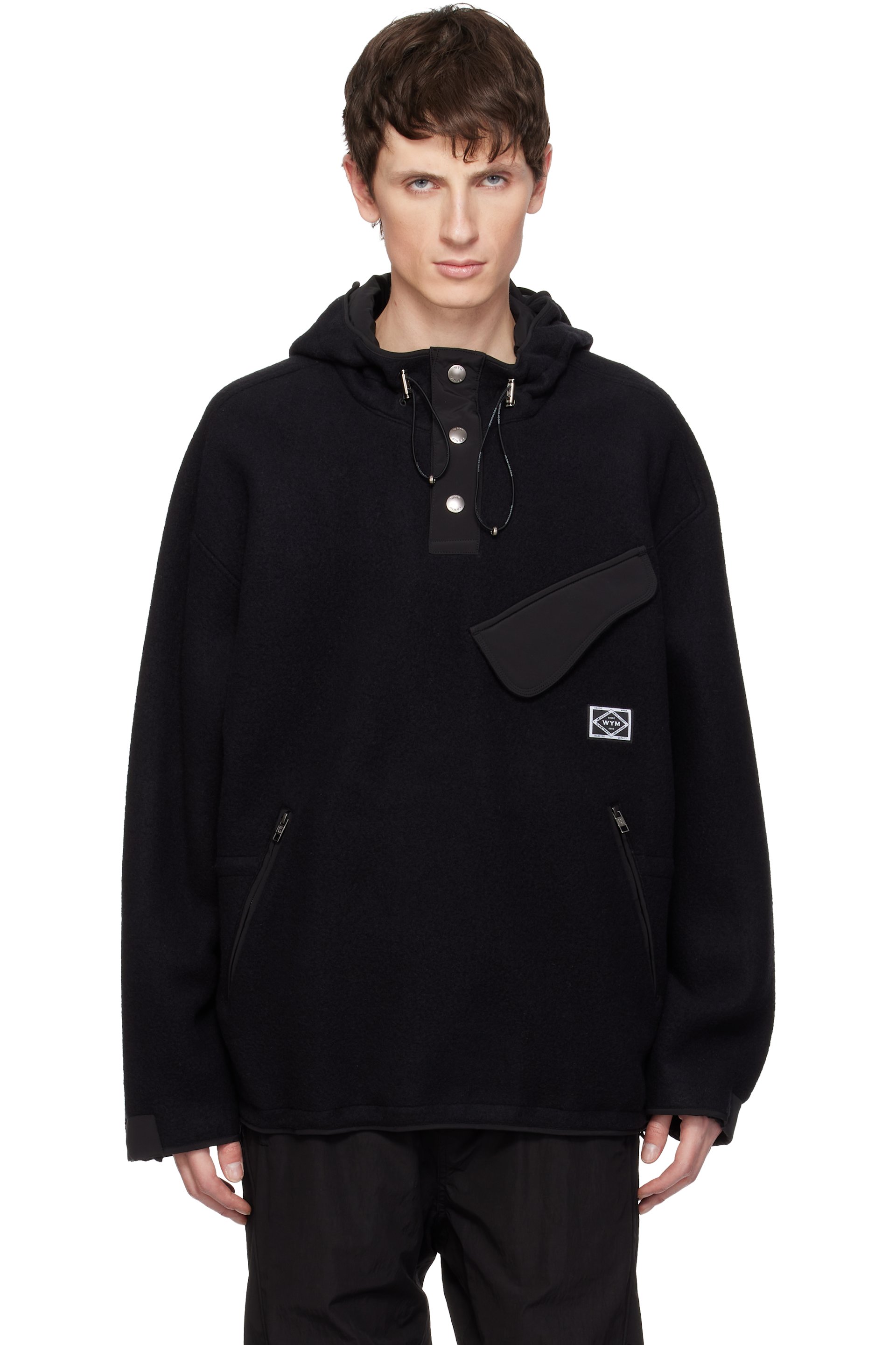 WOOYOUNGMI - Black Logo Patch Hoodie