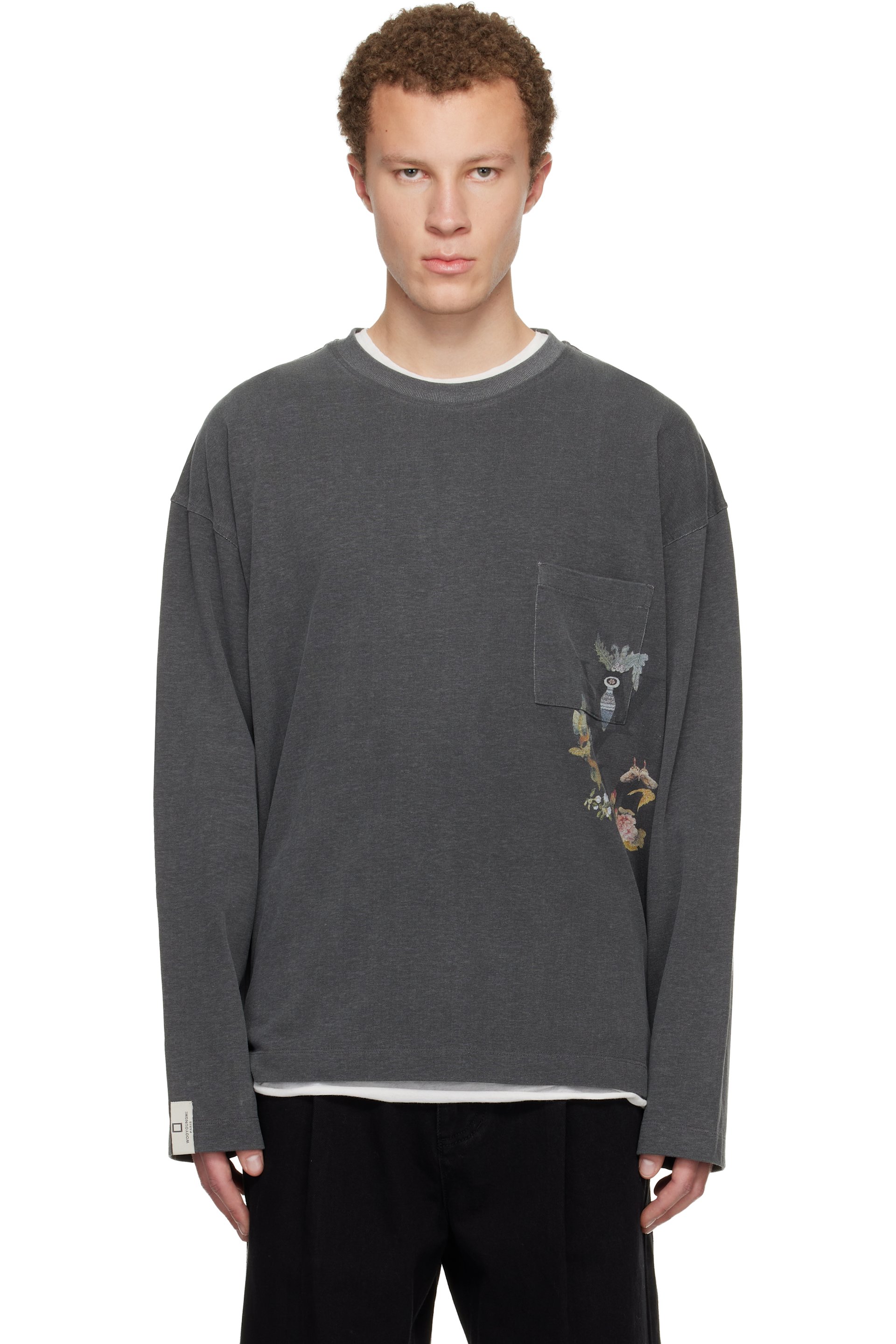 Gray Minhwa Logo Long Sleeve T-shirt by WOOYOUNGMI on Sale