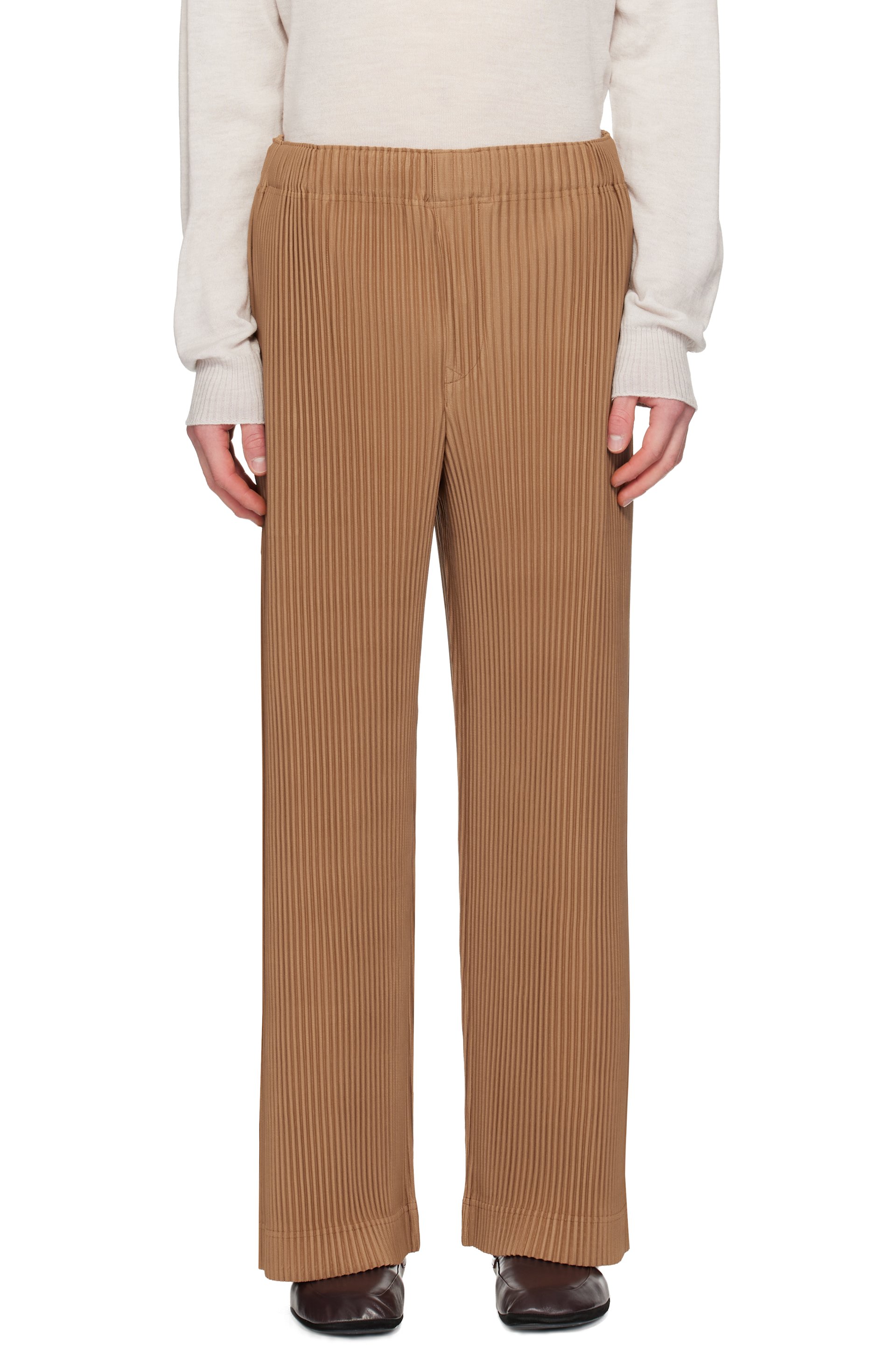 Homme Plissé Issey Miyake - Pantalon Monthly Colors October brun clair