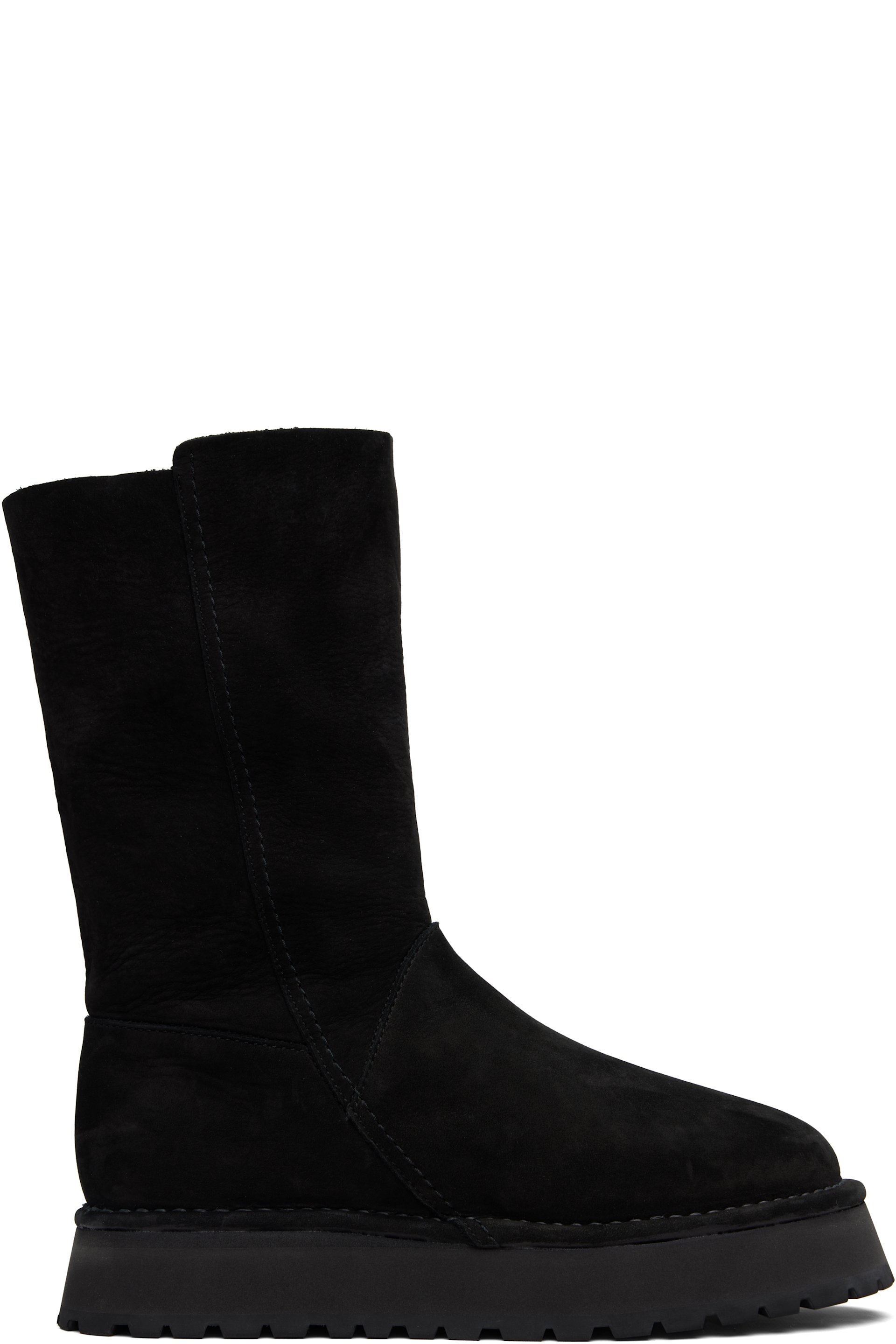 Y's - Bottes à enfiler noires en nubuck