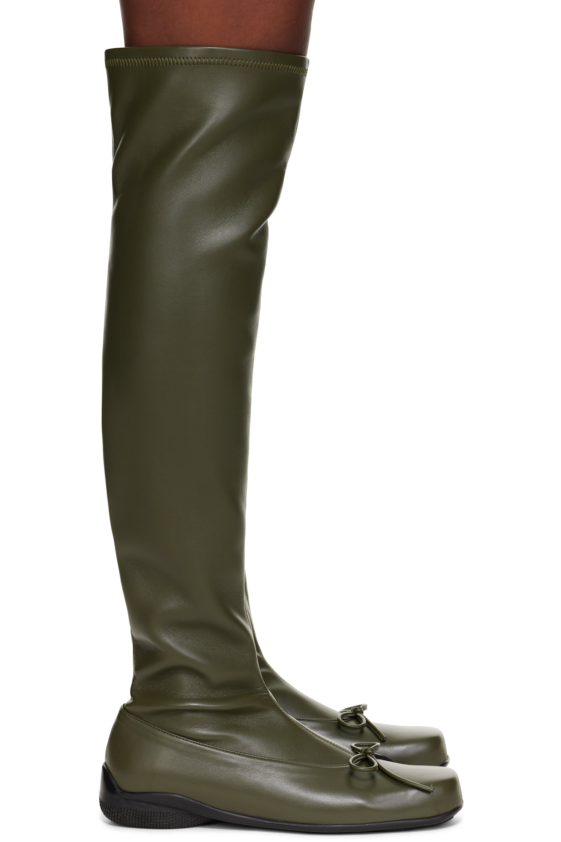 OPEN YY - Khaki Thigh High Ballet Boots