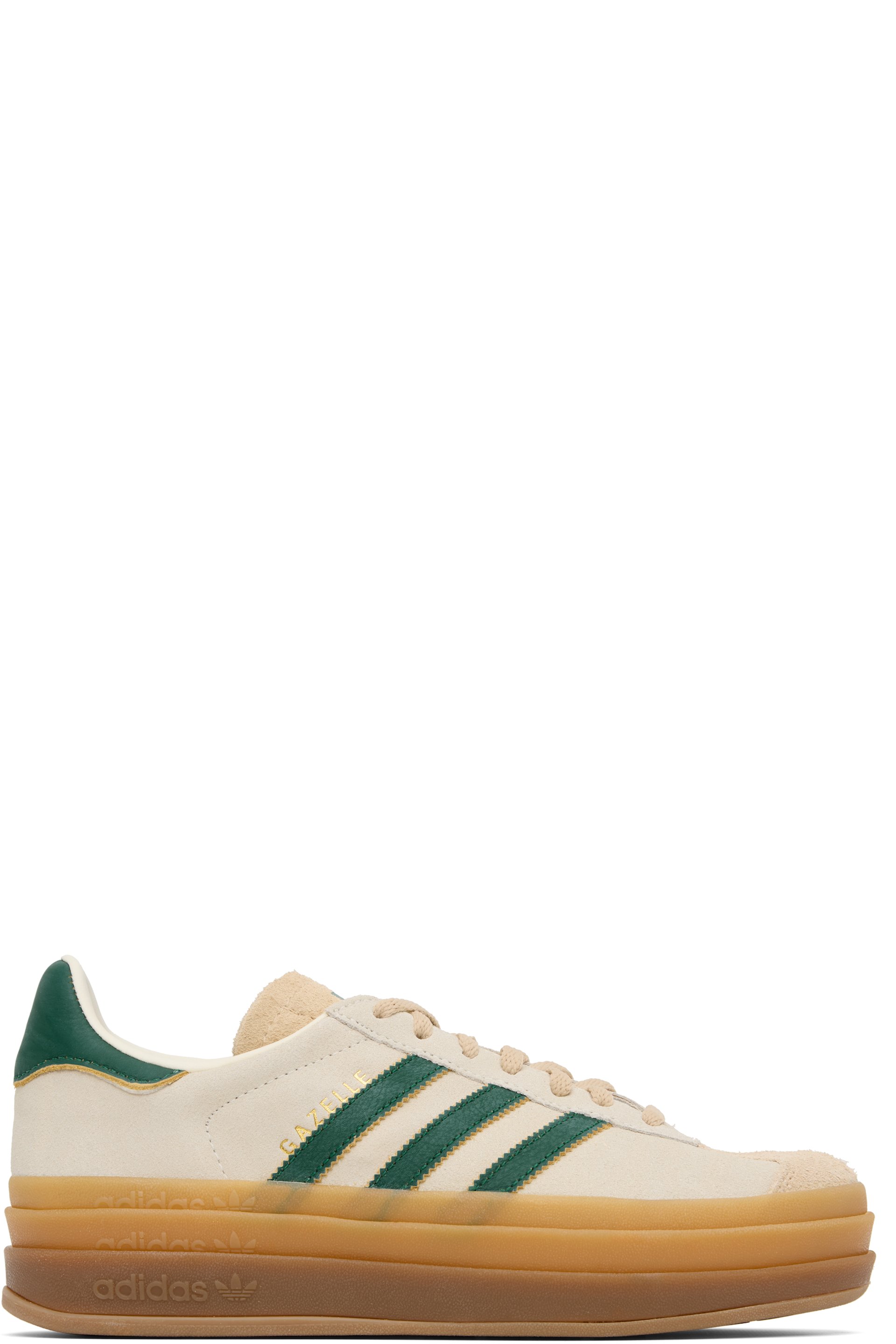 adidas Originals - Baskets Gazelle beige et vert à semelle étagée