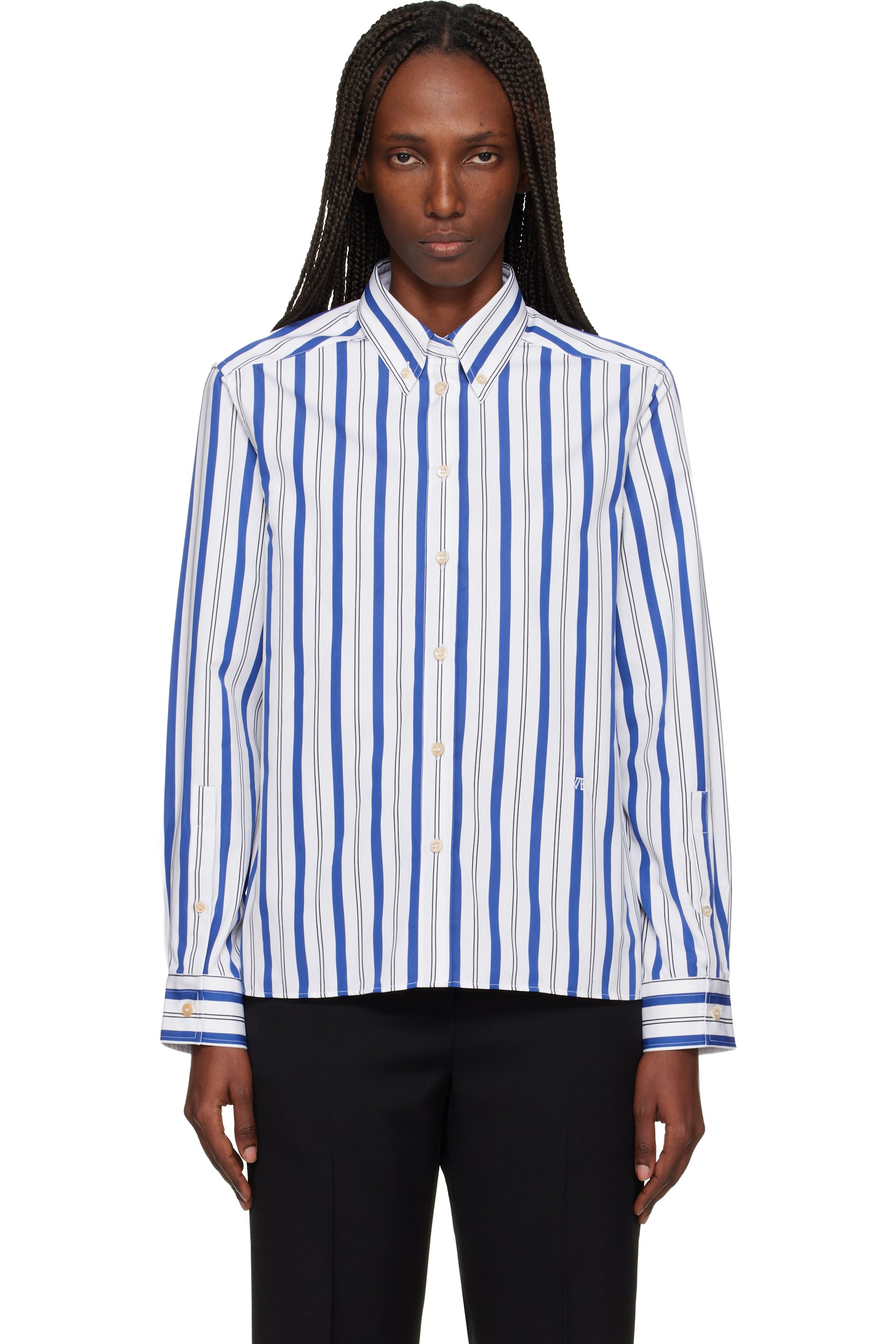 Wales Bonner - Chemise 'The Daylight' blanc et bleu
