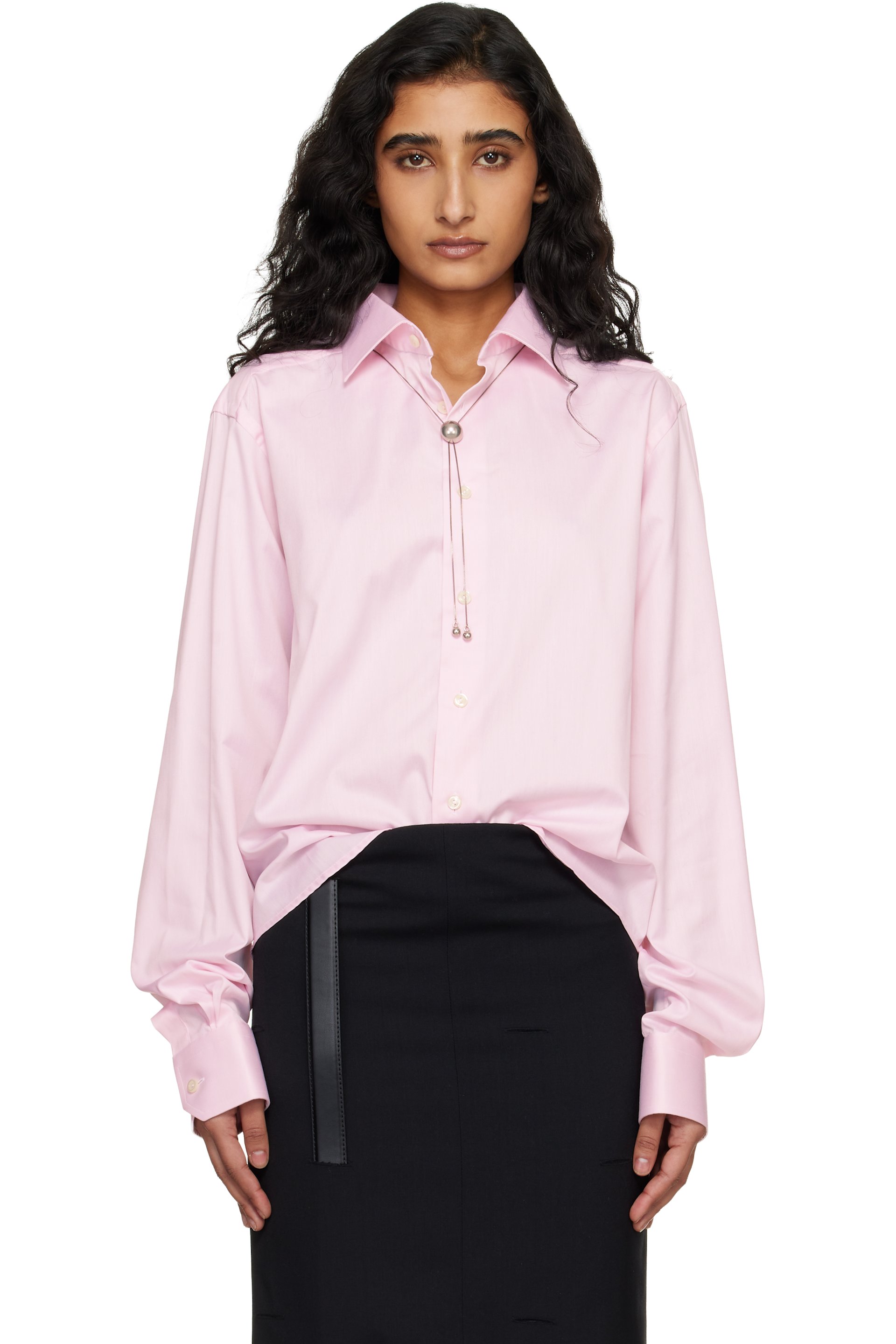 HODAKOVA - Chemise rose à assemblage inversé