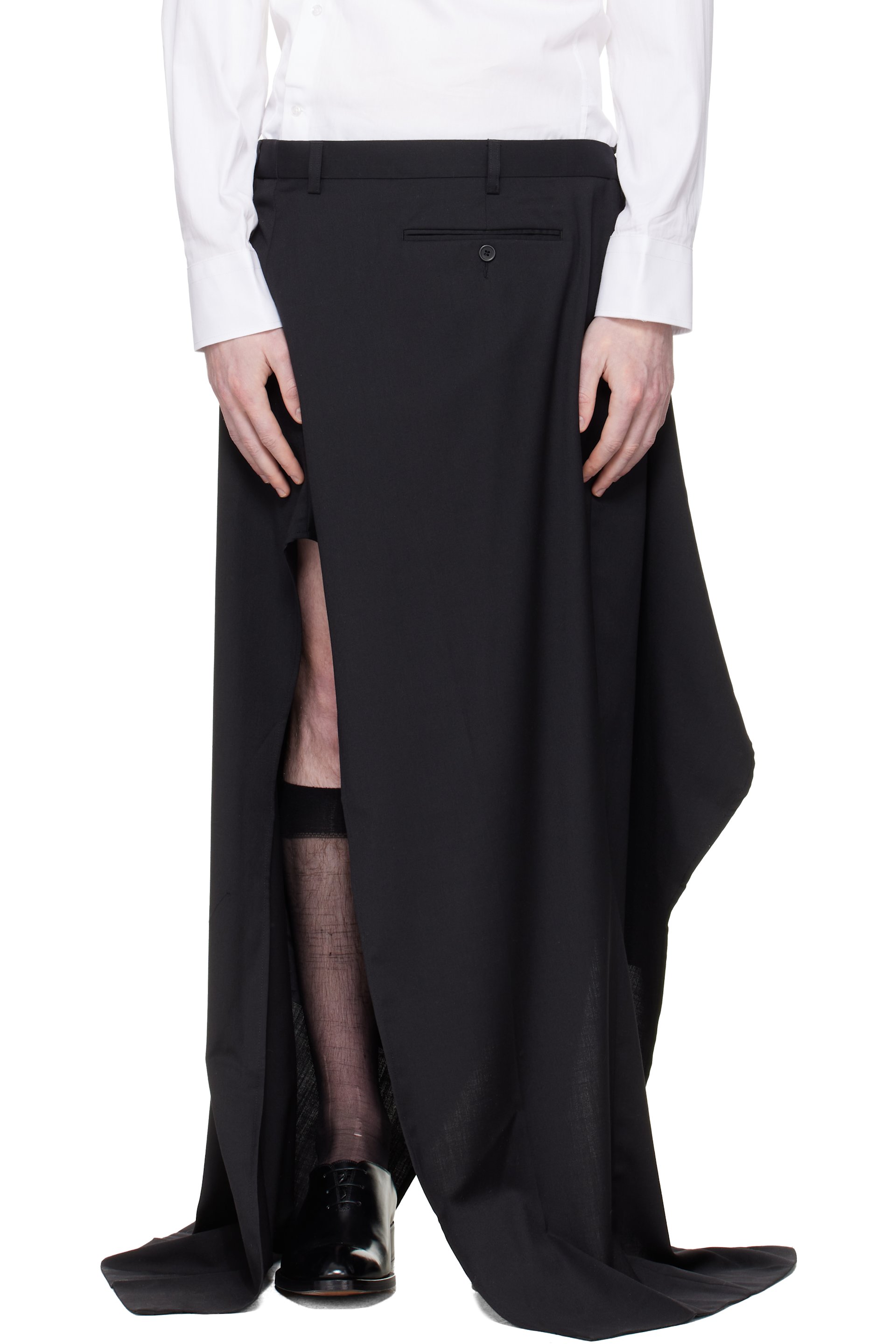 HODAKOVA - ブラック ドレープ マキシスカート