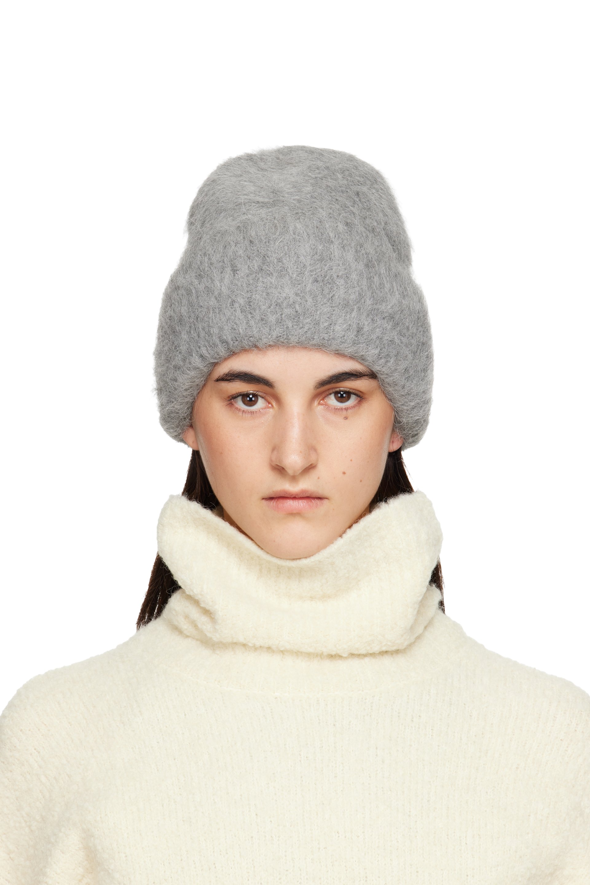 TOTEME - Bonnet gris en tricot d'alpaga