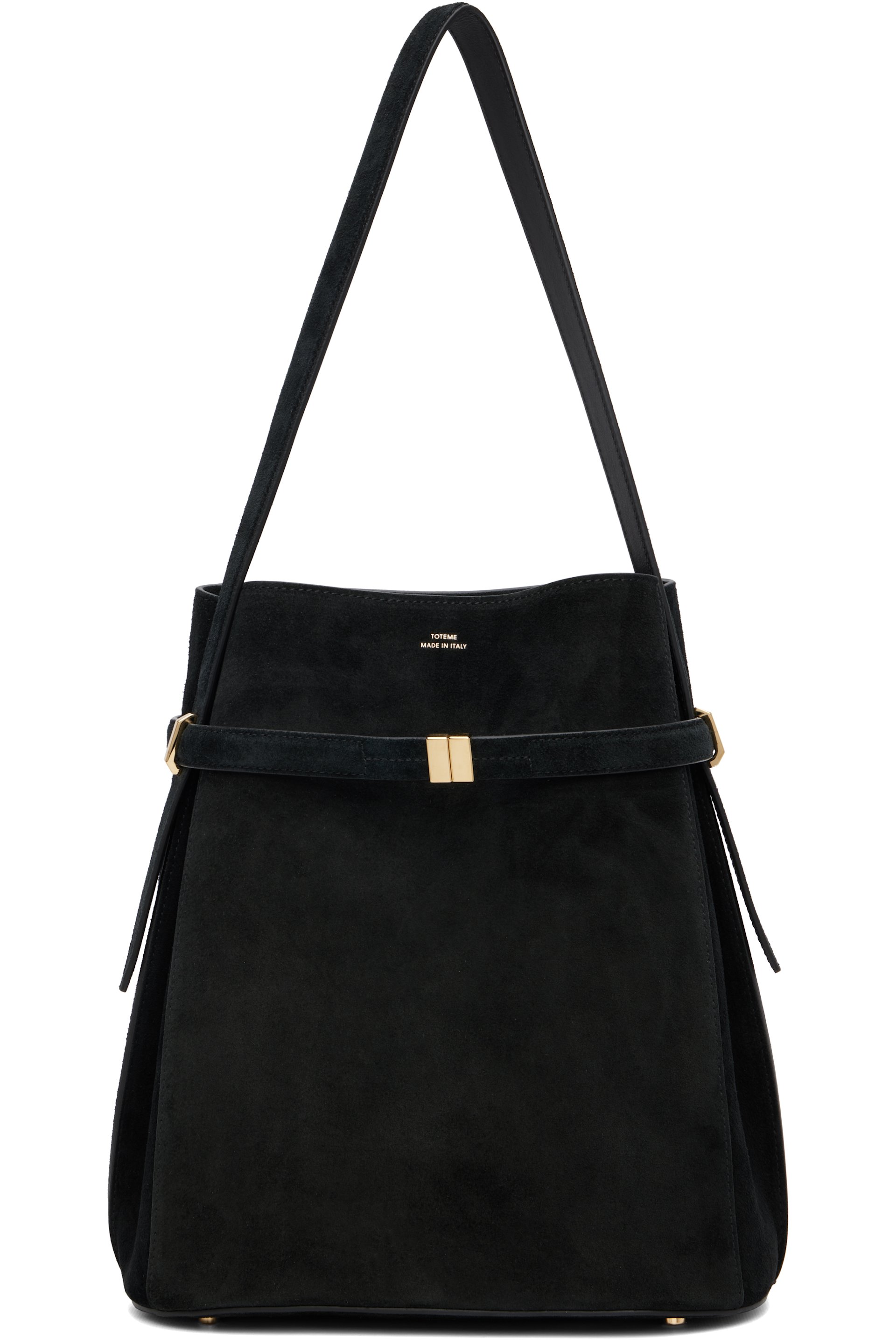TOTEME - Sac seau noir en suède à sangle de style ceinture
