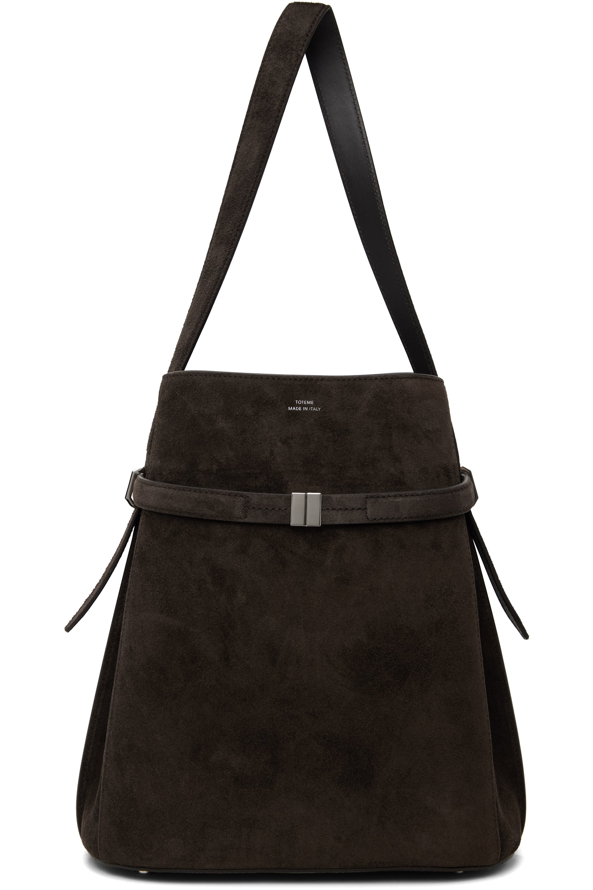 TOTEME - Sac seau brun en suède à sangle de style ceinture