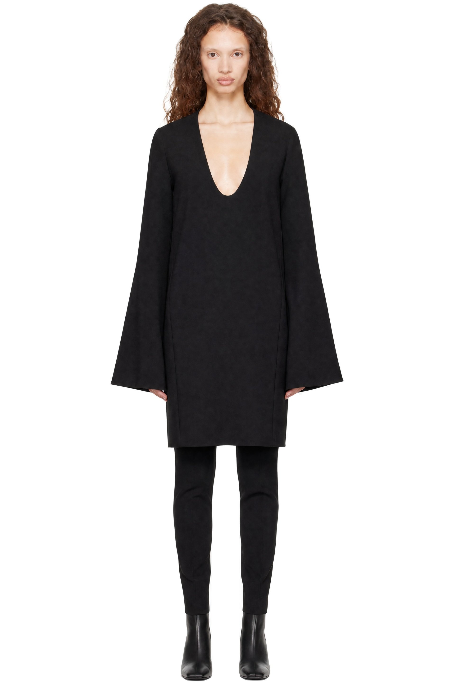 TOTEME - Black Bell-Sleeve Minidress
