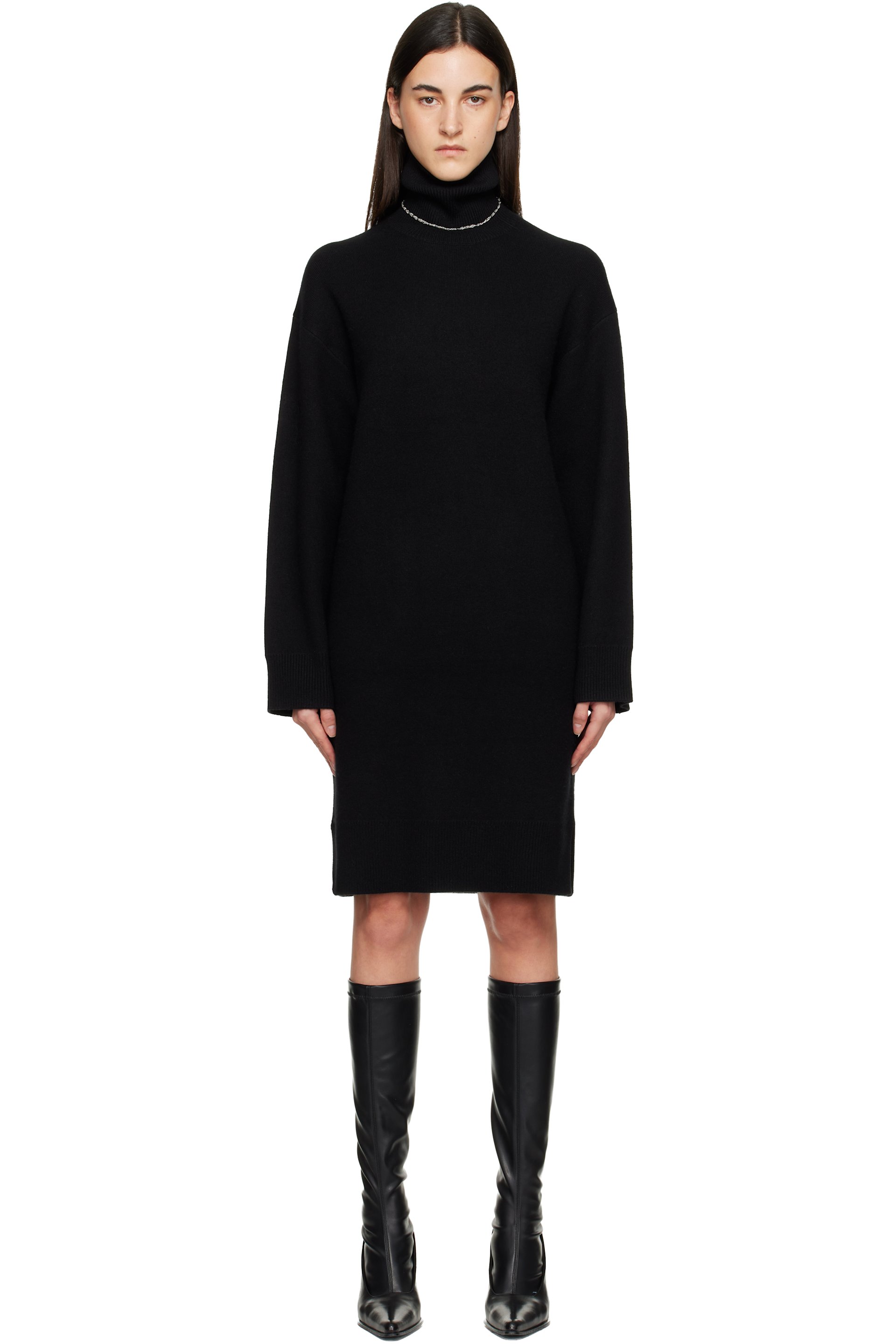 TOTEME - Robe courte ample noire à col roulé