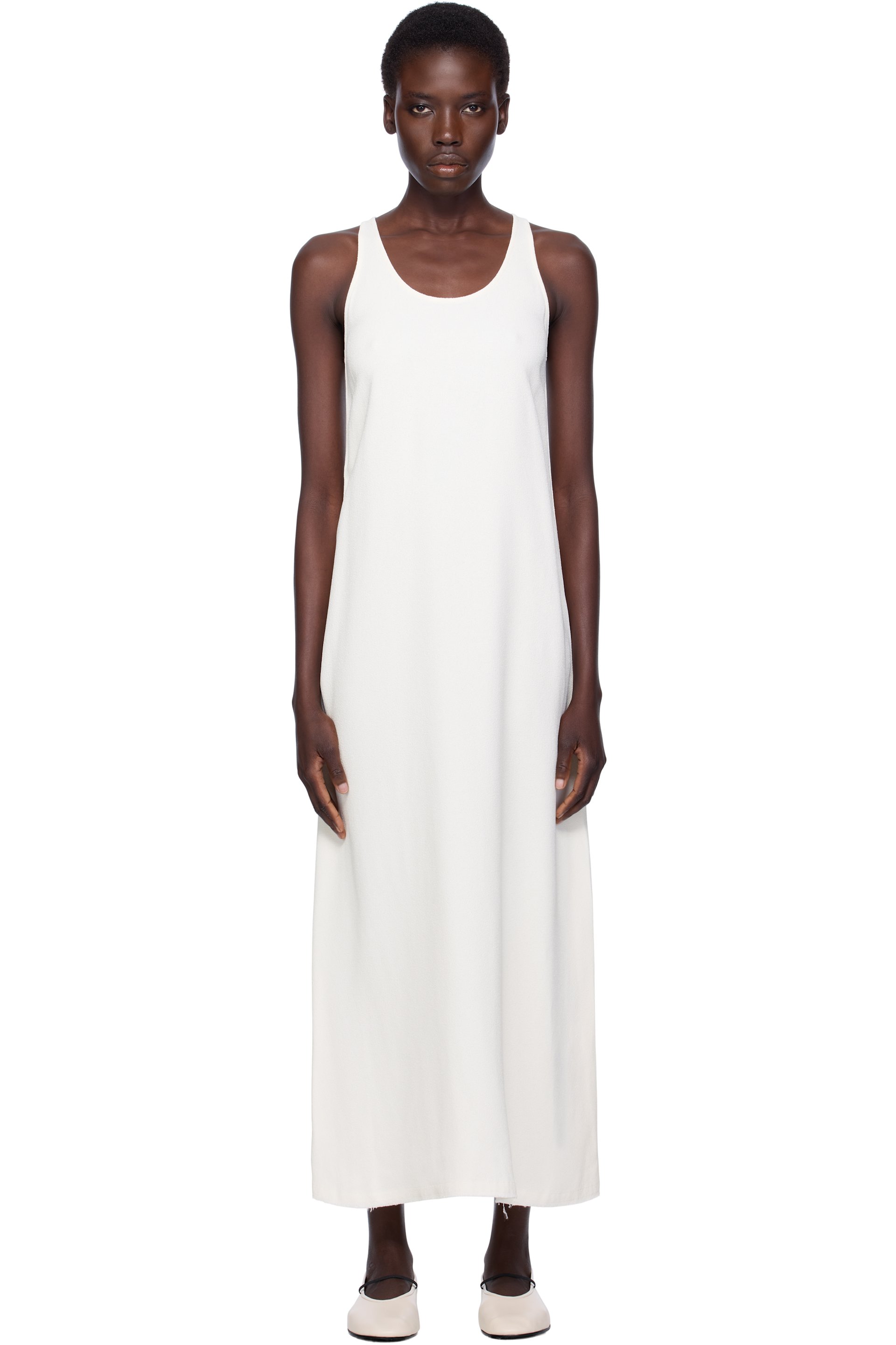 TOTEME - Robe midi blanc cassé en crêpe sablé à encolure arrondie