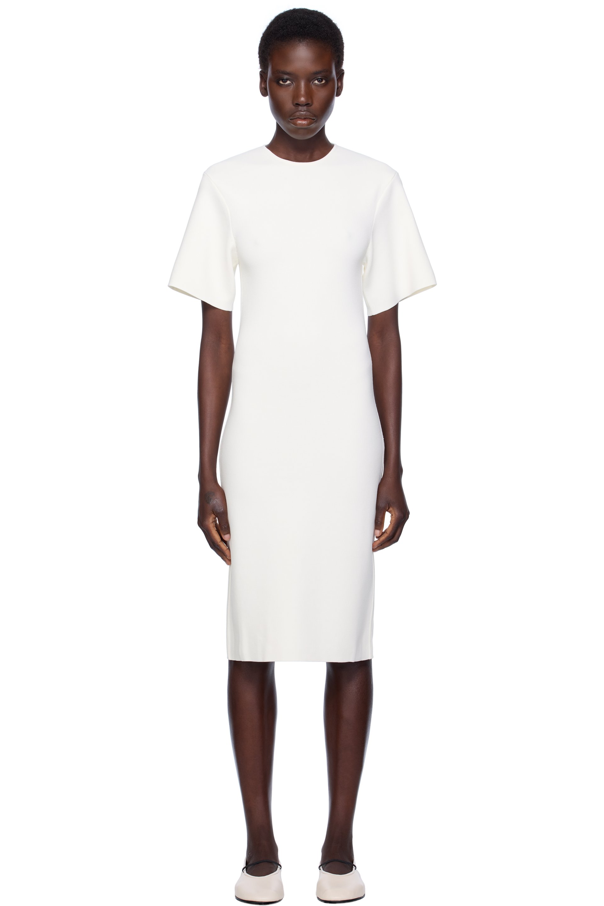 TOTEME - Robe midi blanche en tricot