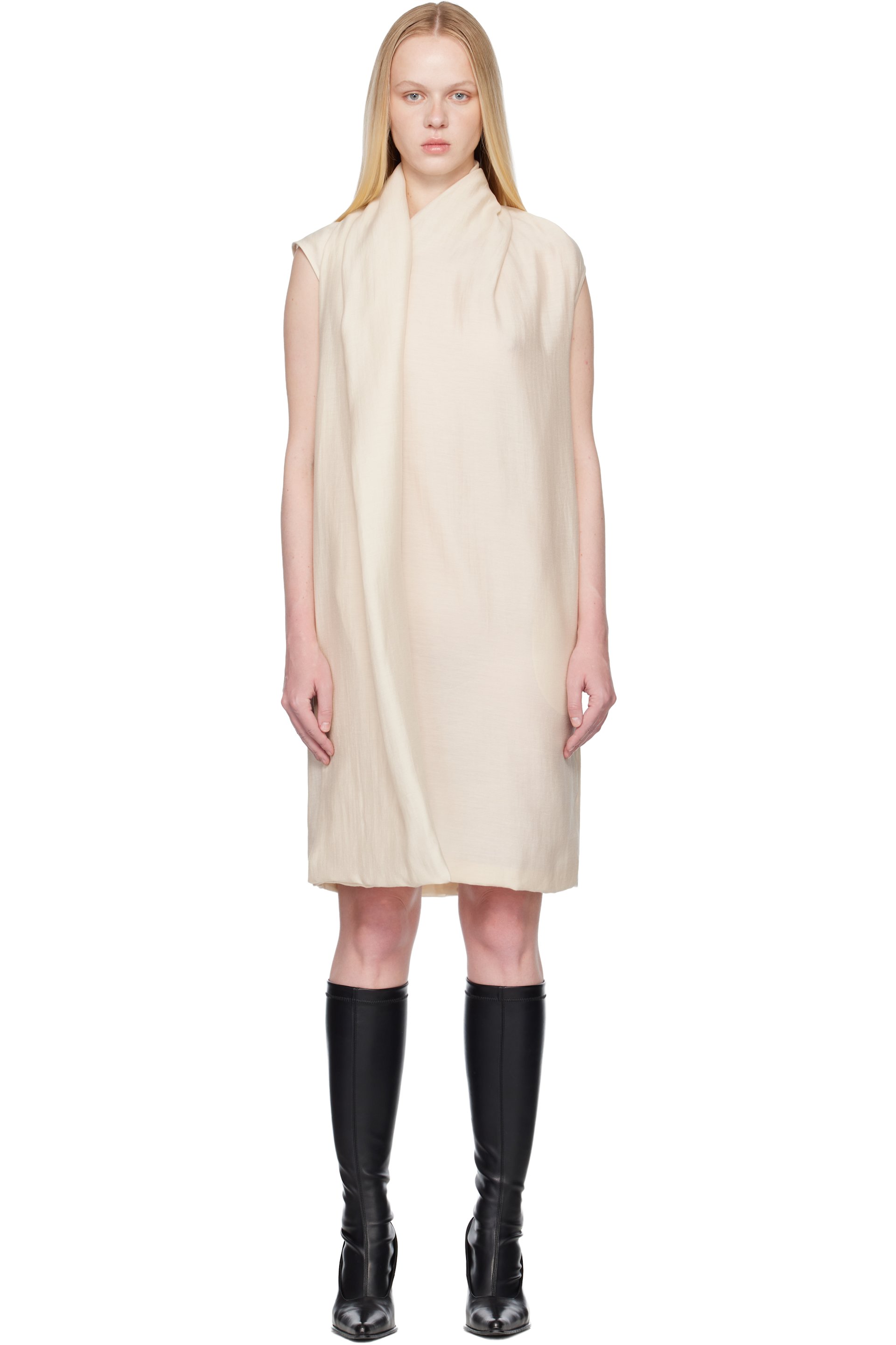 TOTEME - Robe midi blanc cassé à écharpe