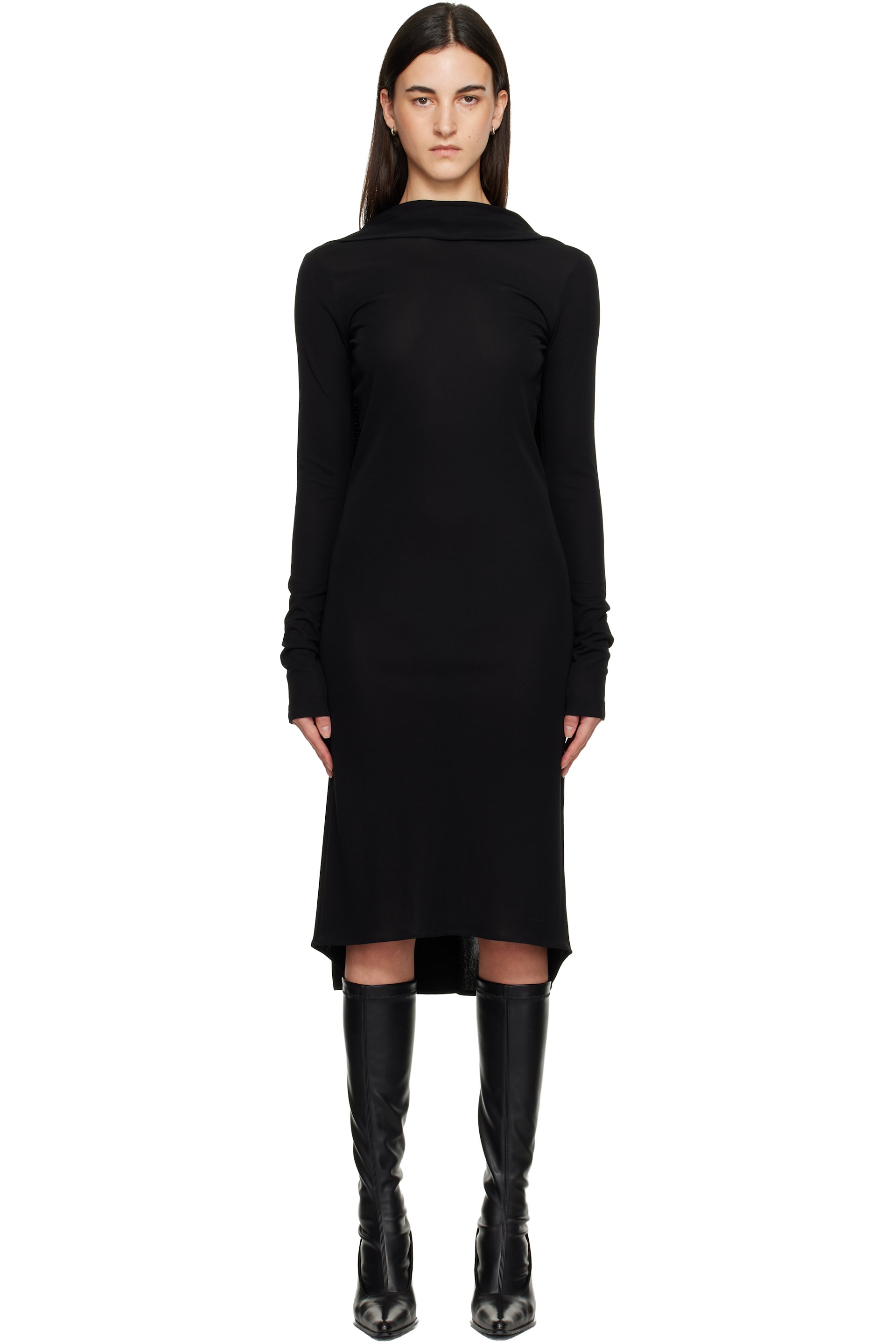 TOTEME - Robe midi de style cape noire à coupe cocon
