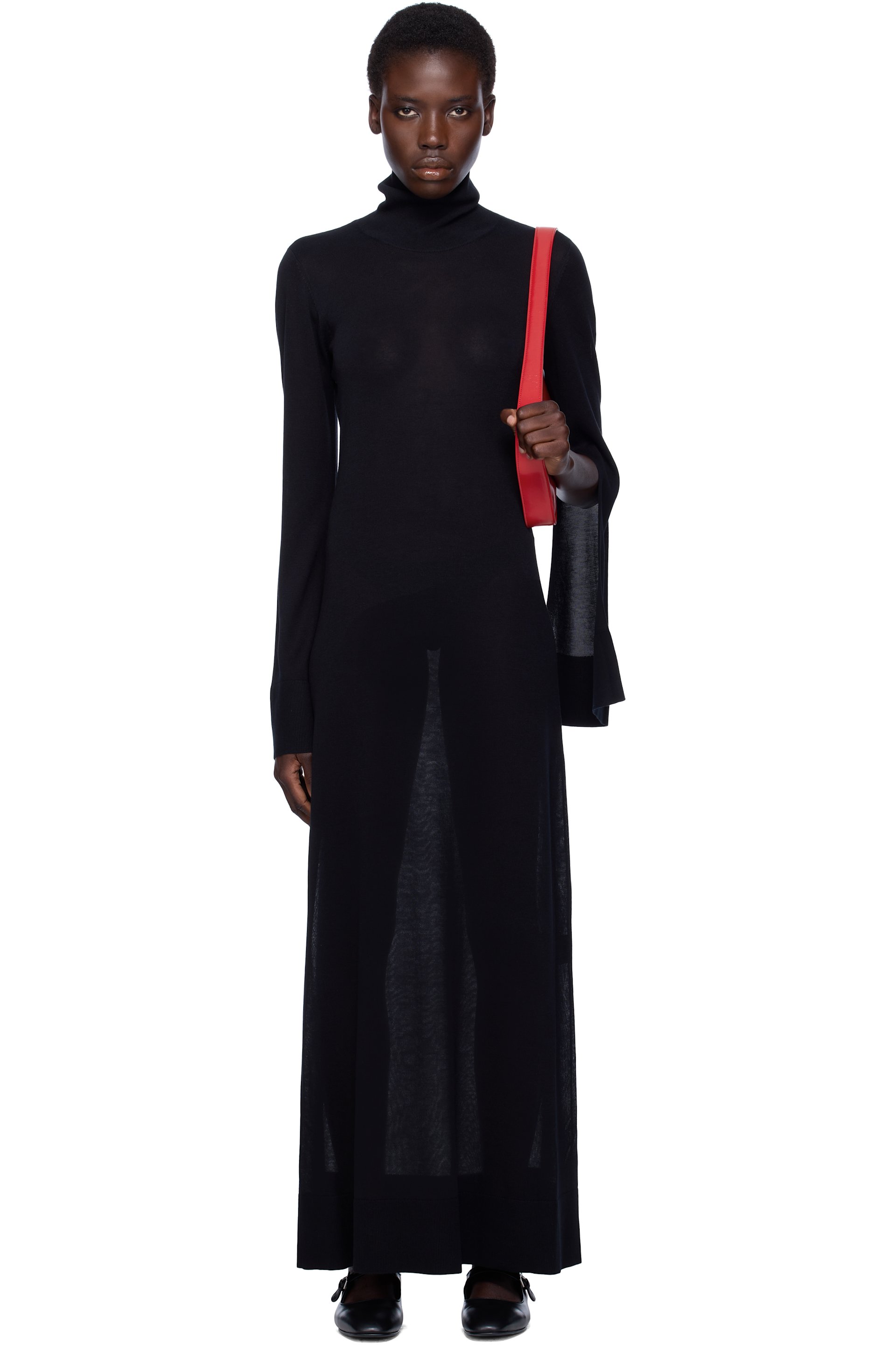 TOTEME - Robe longue noire à manches fendues