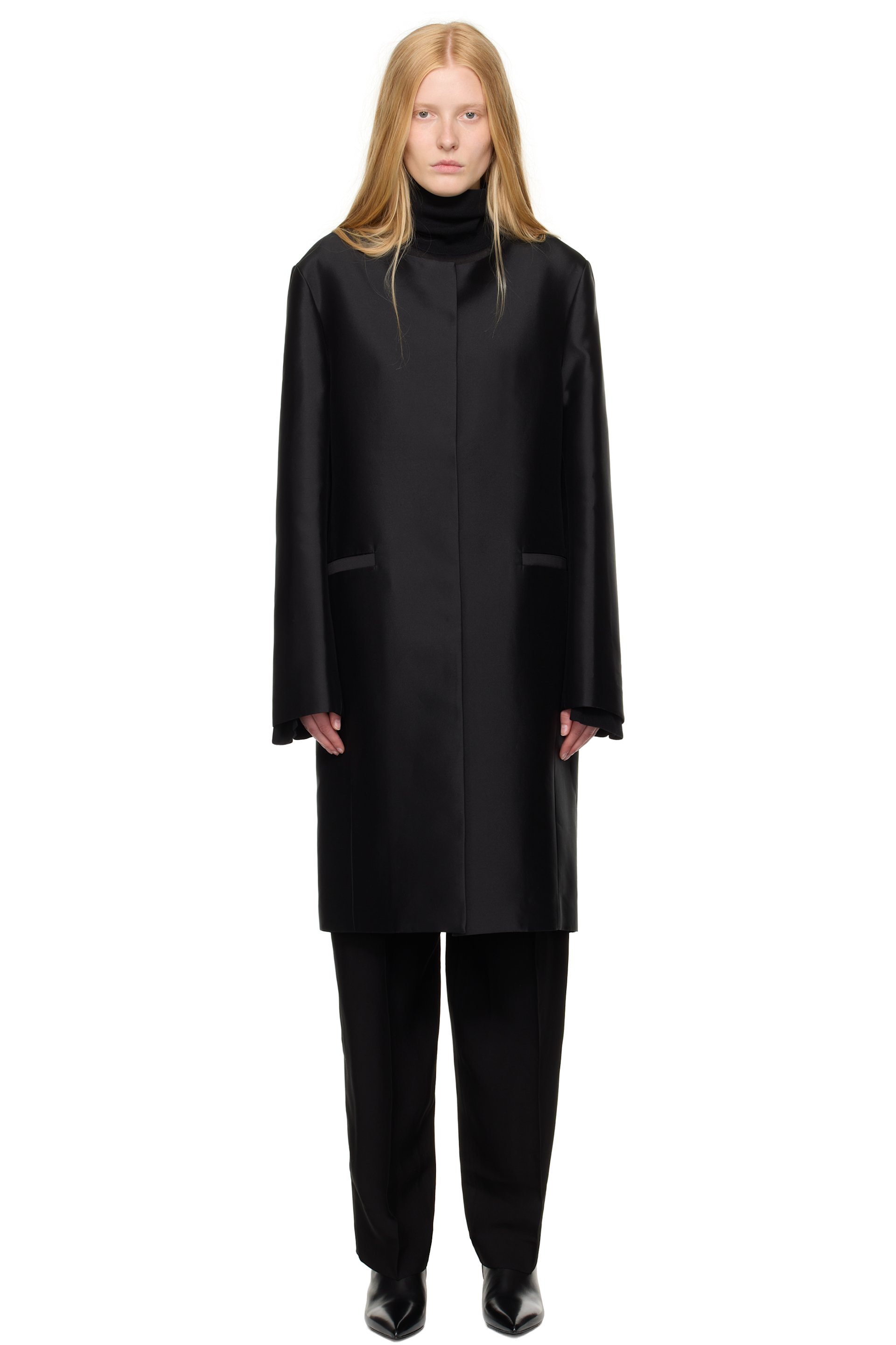 TOTEME - Manteau noir sans col