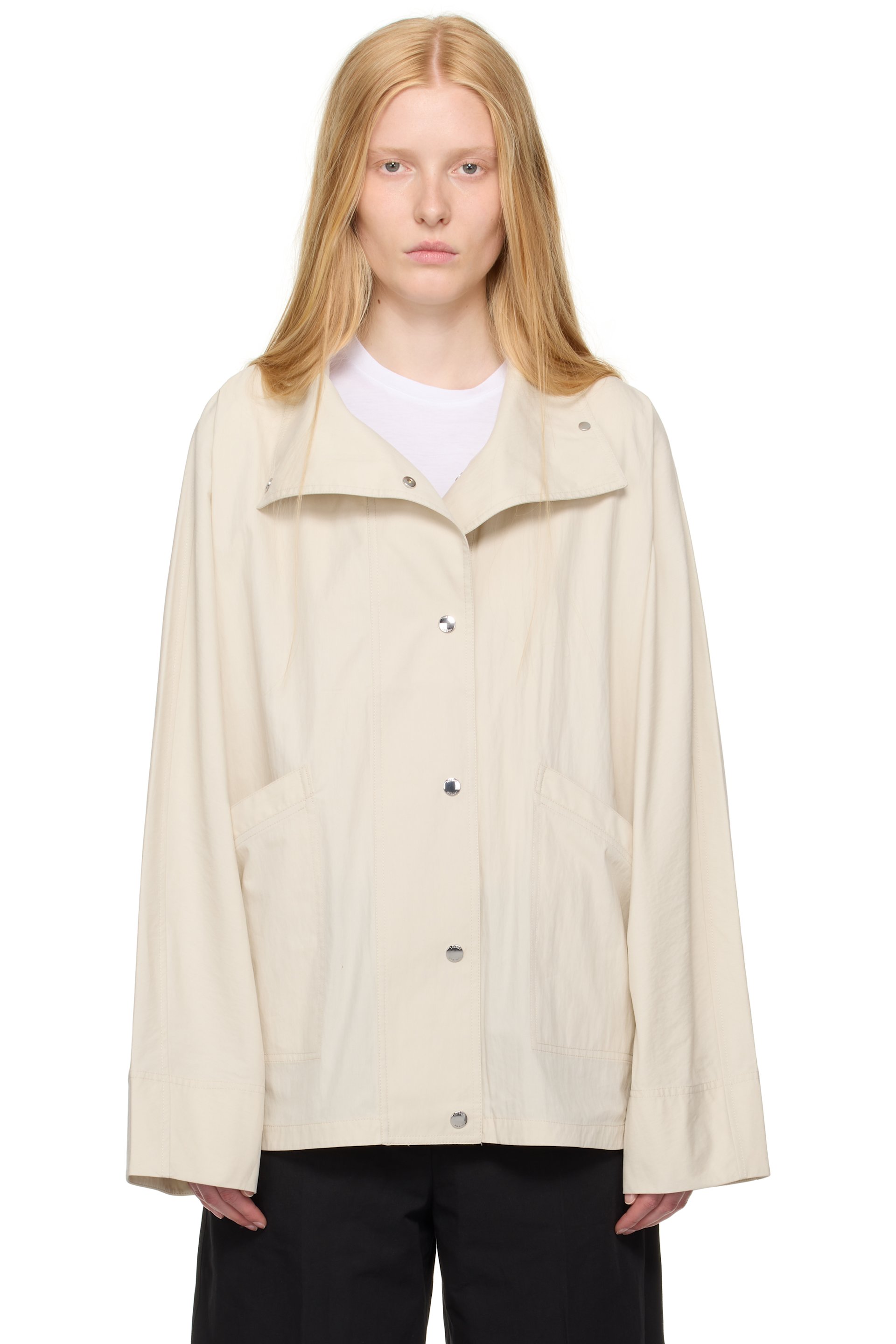 TOTEME - Blouson d'été beige en tissu à parachute