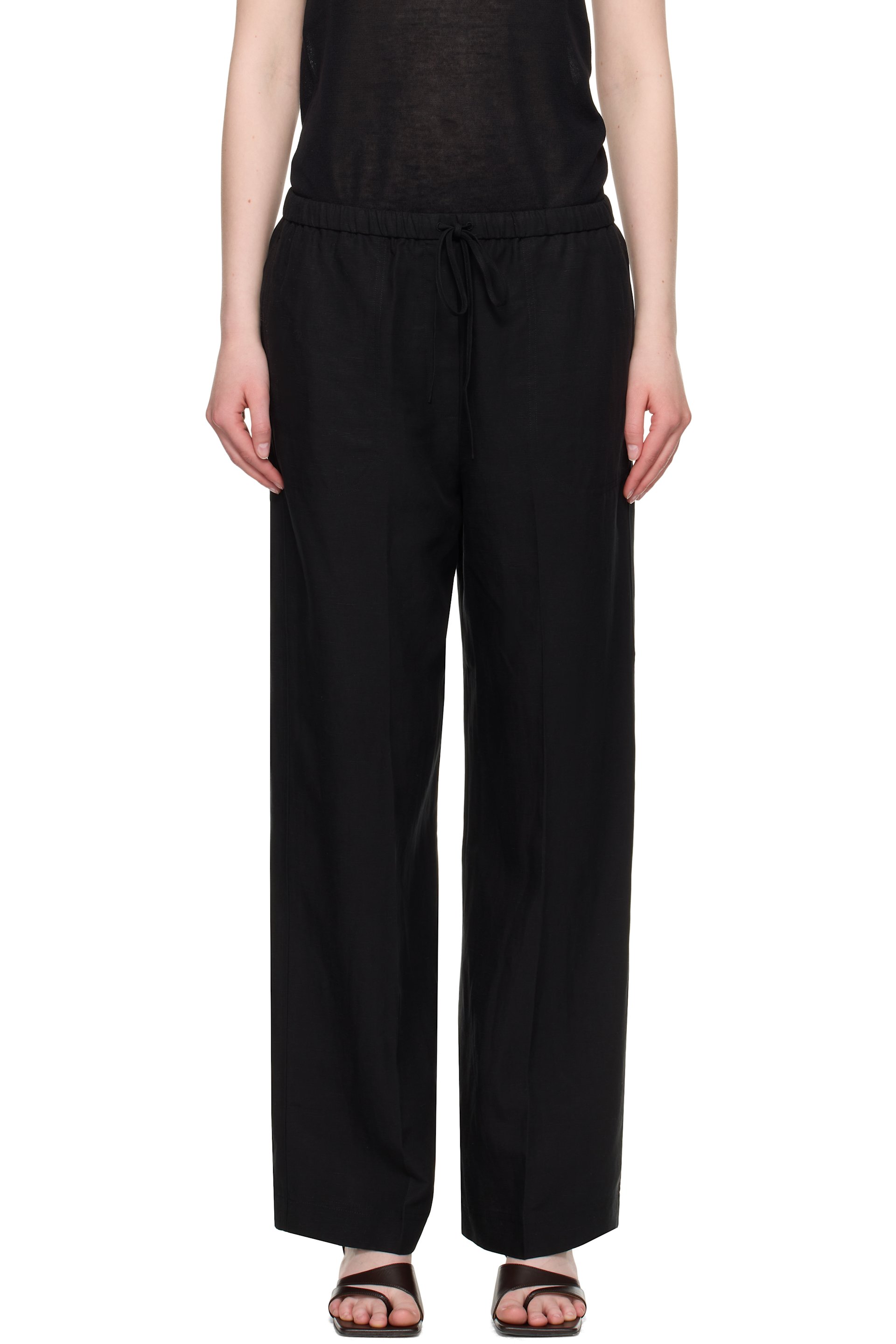 TOTEME - Pantalon de détente Fluid noir à cordon coulissant