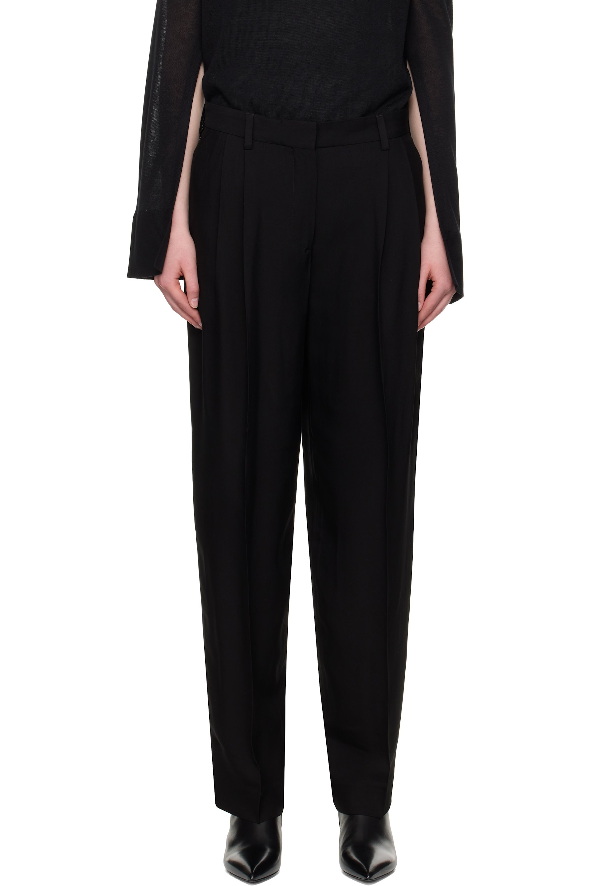 TOTEME - Pantalon droit noir à plis