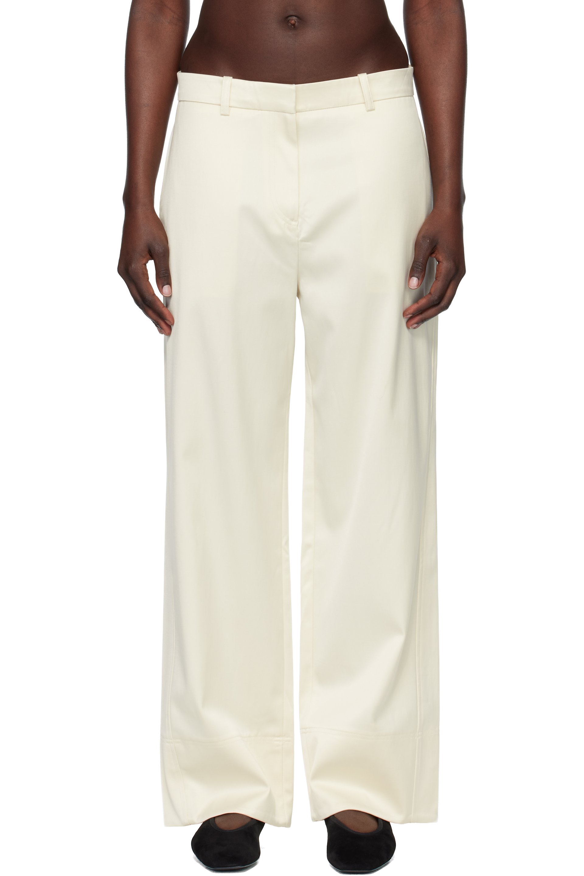 TOTEME - Pantalon blanc cassé à coutures extérieures torsadées