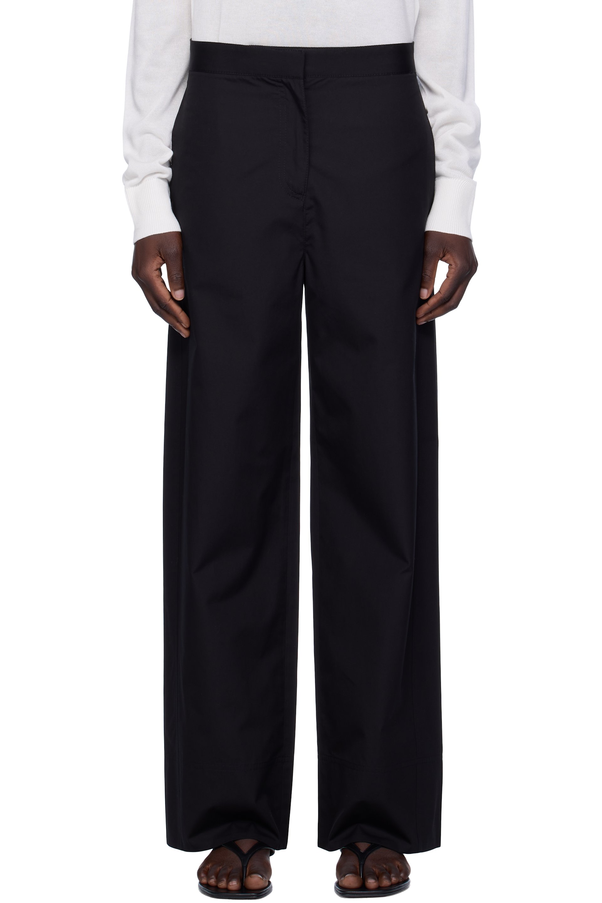 TOTEME - Pantalon noir à coutures extérieures torsadées