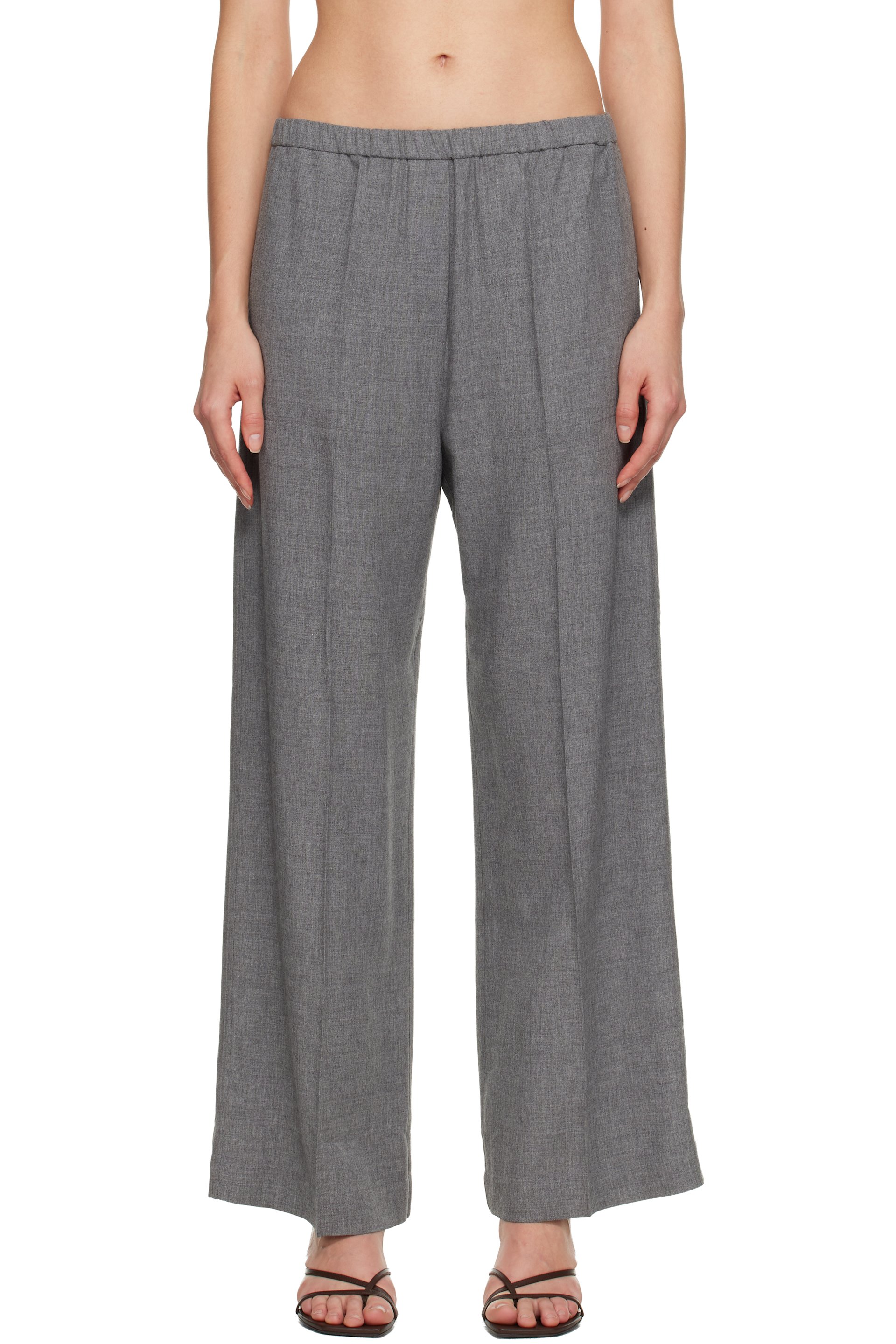 TOTEME - Pantalon gris en laine mélangée